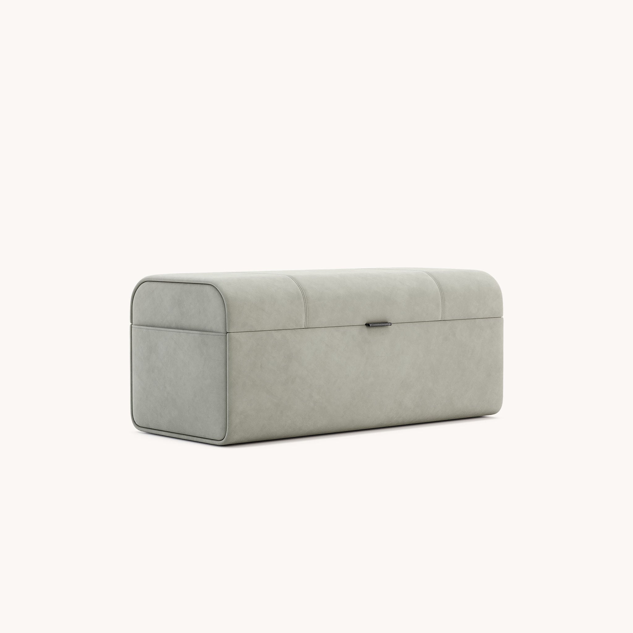 Pouf avec rangement en microfibre vert kaki | Domkapa Adley L