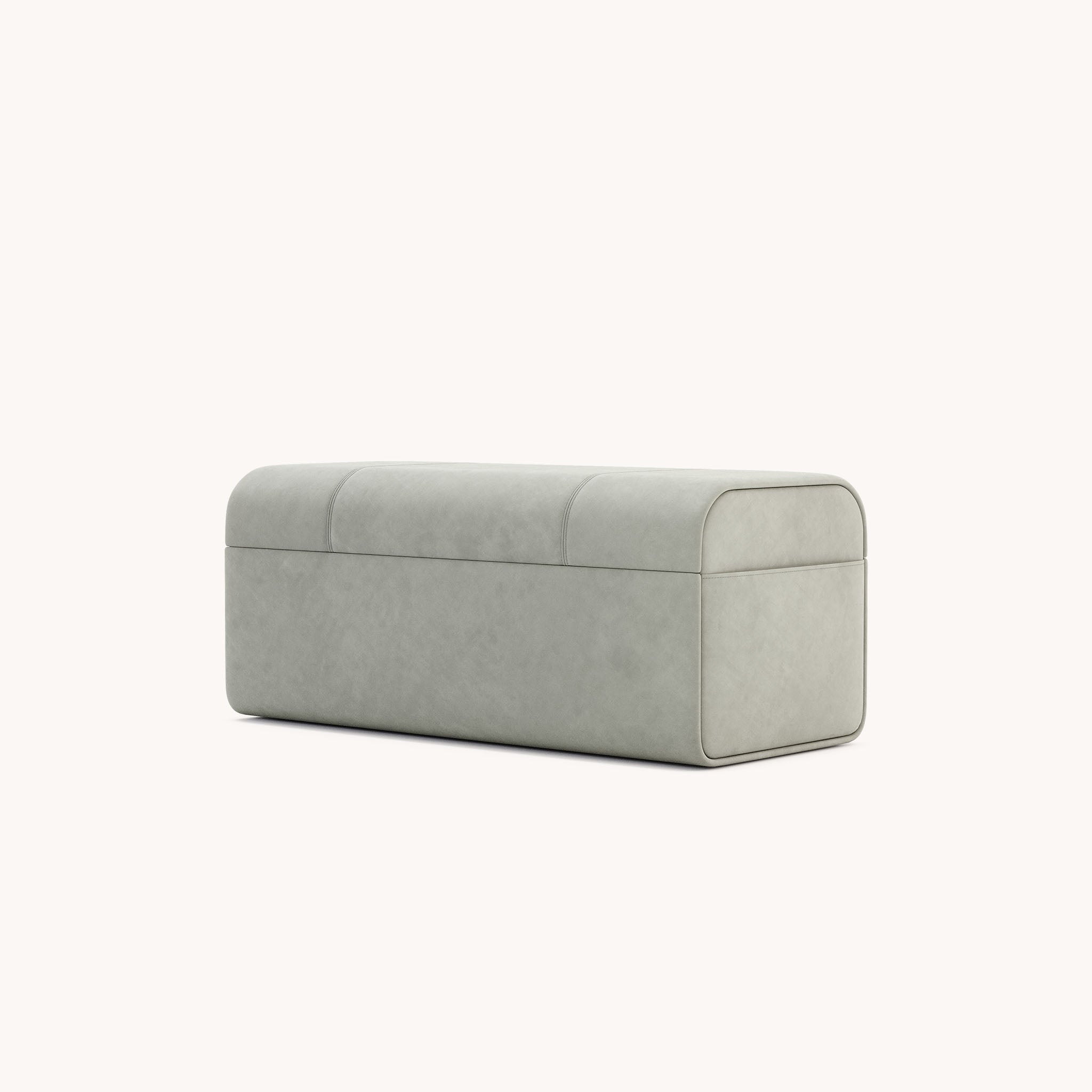 Pouf avec rangement en microfibre vert kaki | Domkapa Adley L