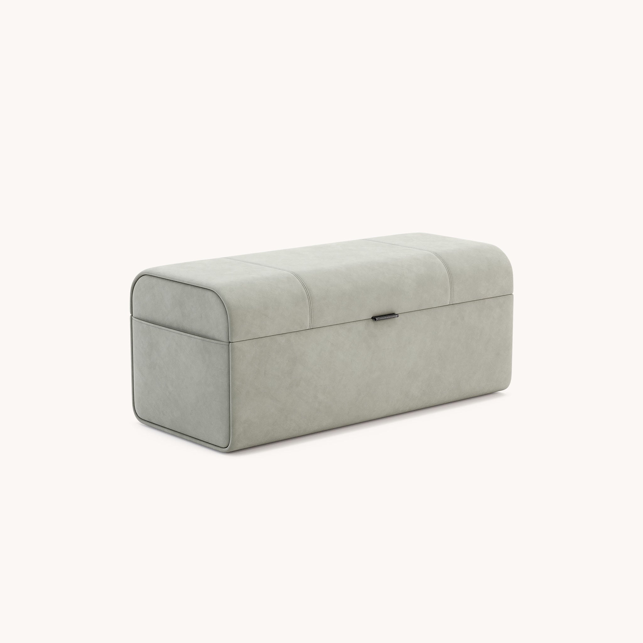 Pouf avec rangement en microfibre vert kaki | Domkapa Adley L