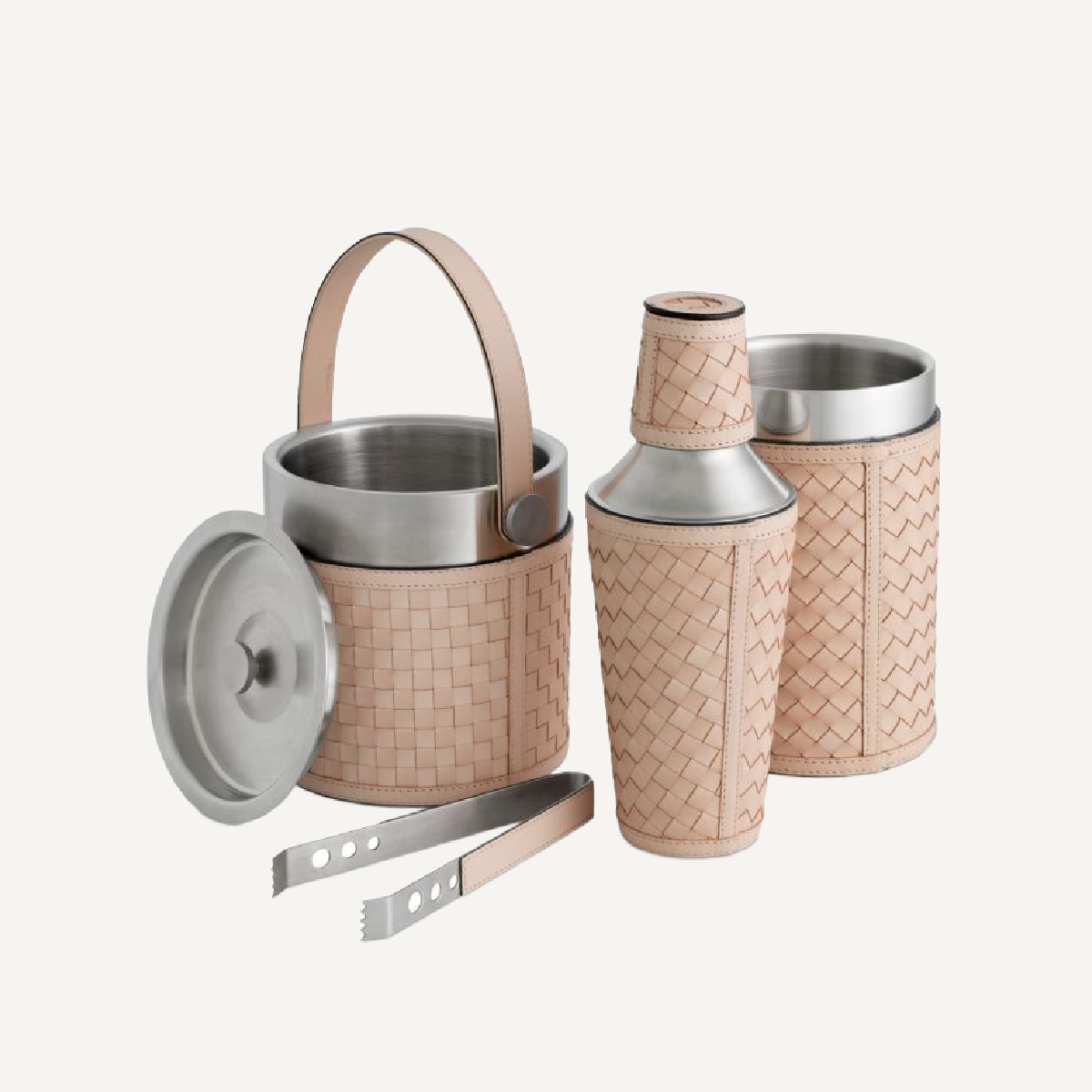 Ensemble cocktail en cuir beige (lot de 3) | Eichholtz Sintra | REMO-HOME, mobilier et décoration d'intérieur