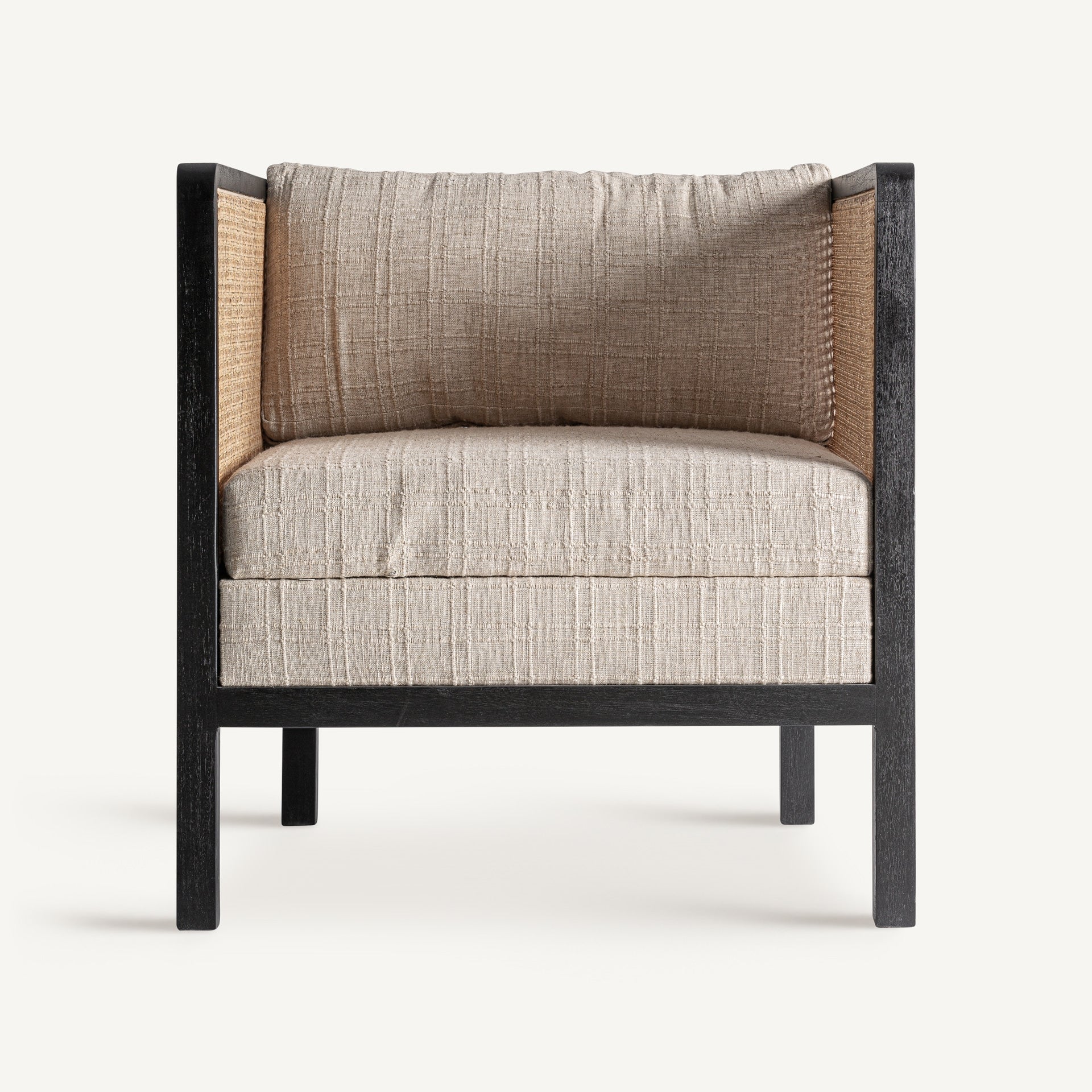 Fauteuil bois de manguier et tissu crème | VICAL Kaleb | REMO-HOME, mobilier design et décoration d'intérieur