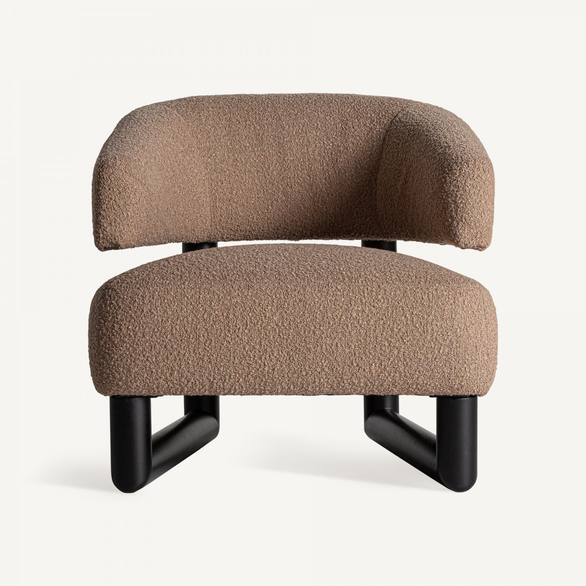 Fauteuil bouclé marron et bois de pin | VICAL Irvin | REMO-HOME, mobilier design et décoration d'intérieur