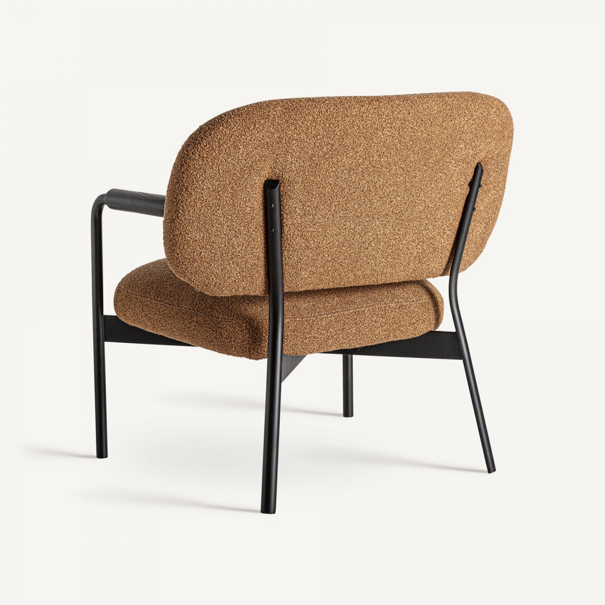 Fauteuil bouclé ocre et bois de pin | VICAL Jessie | REMO-HOME, mobilier design et décoration d'intérieur