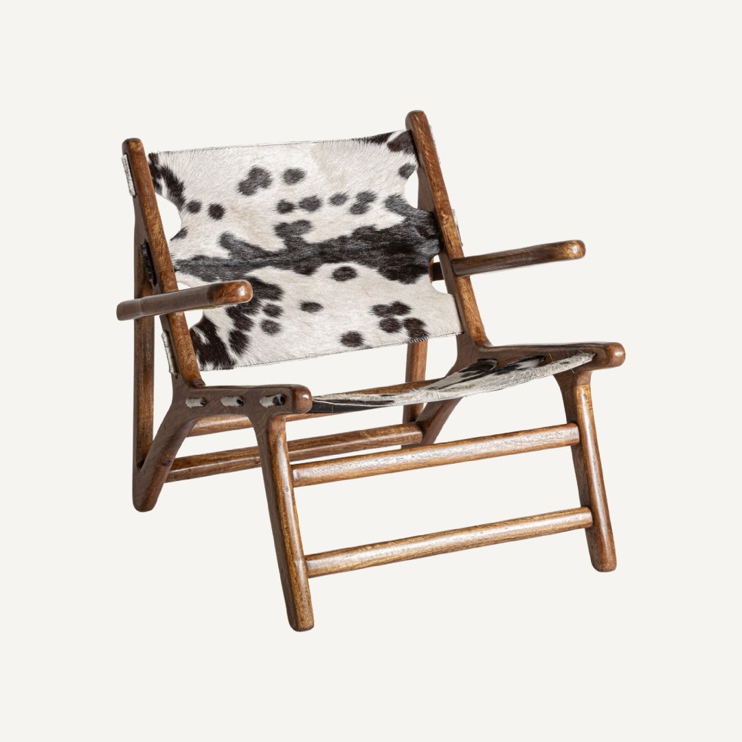 Fauteuil d'appoint en cuir et bois de manguier | Vical Helfaut | REMO, mobilier et décoration d'intérieur