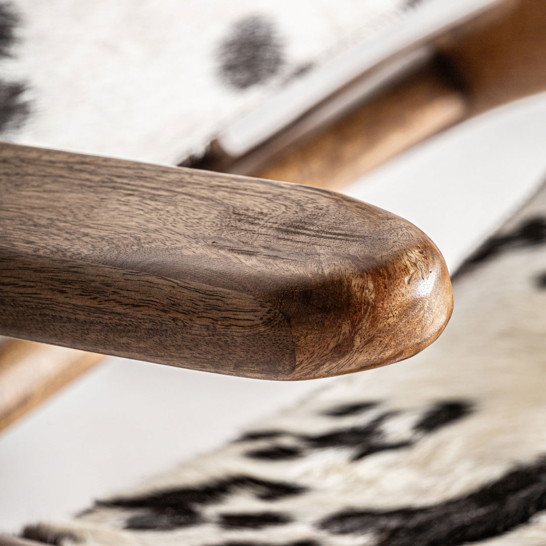 Fauteuil d'appoint en cuir et bois de manguier | Vical Helfaut | REMO, mobilier et décoration d'intérieur