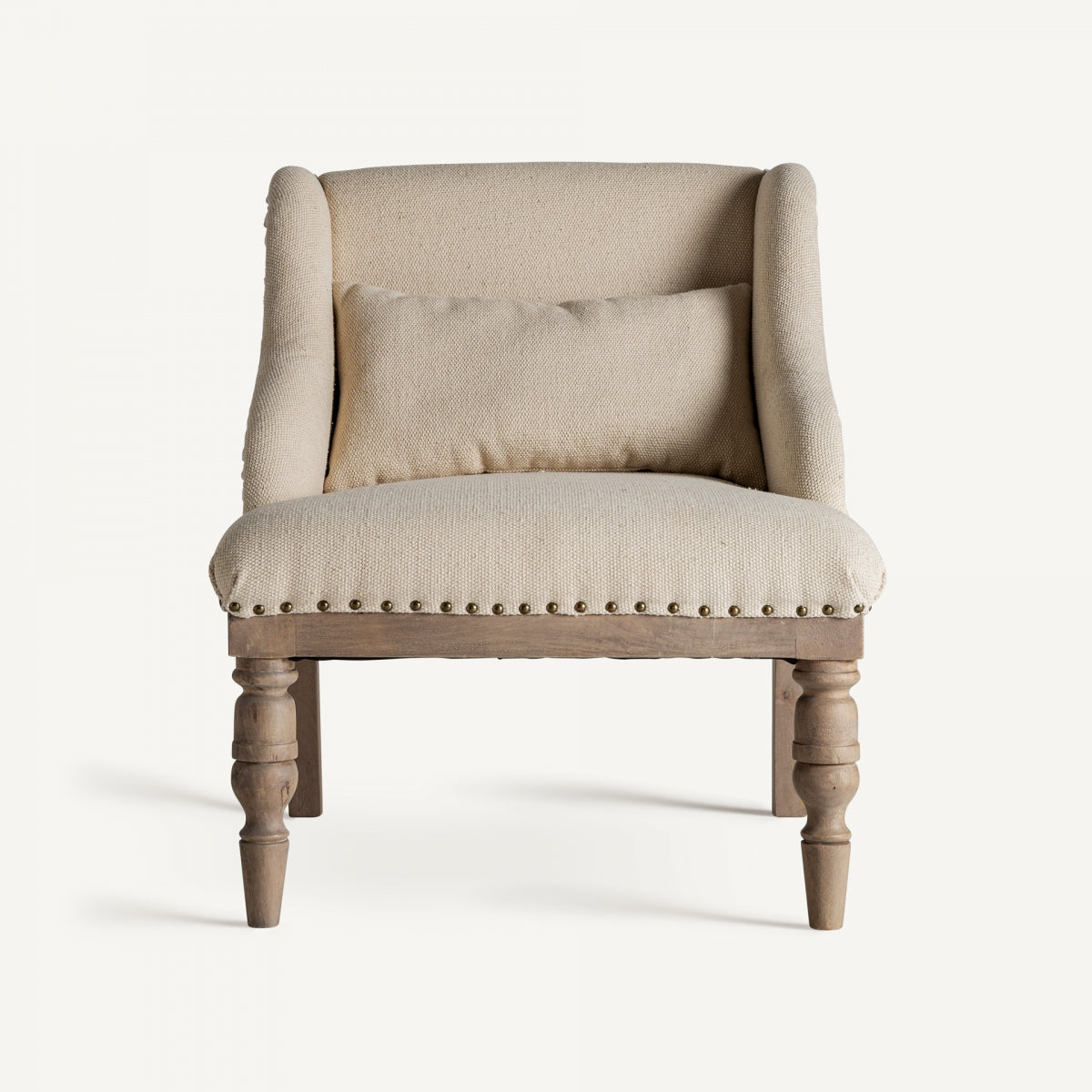 Fauteuil d'appoint en manguier et tissu beige | Vical Objat | REMO-HOME, mobilier et décoration d'intérieur