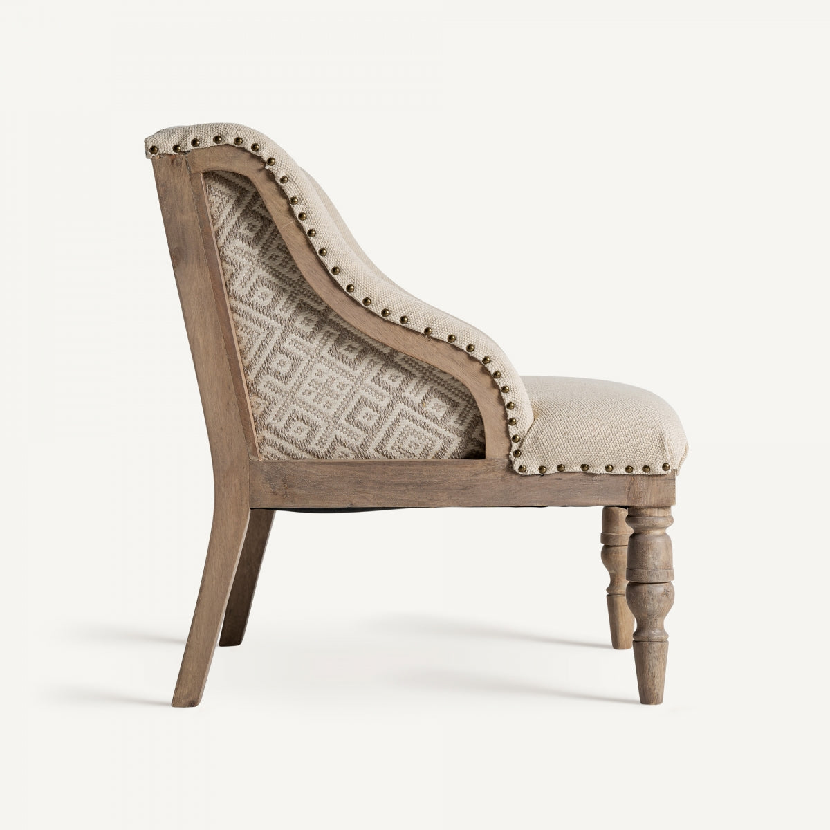 Fauteuil d'appoint en manguier et tissu beige | Vical Objat | REMO-HOME, mobilier et décoration d'intérieur