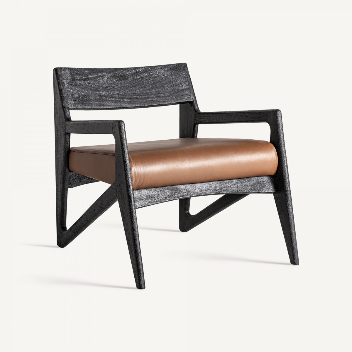 Fauteuil en cuir et bois d'acacia noir | VICAL Beslon | REMO-HOME, mobilier design et décoration d'intérieur