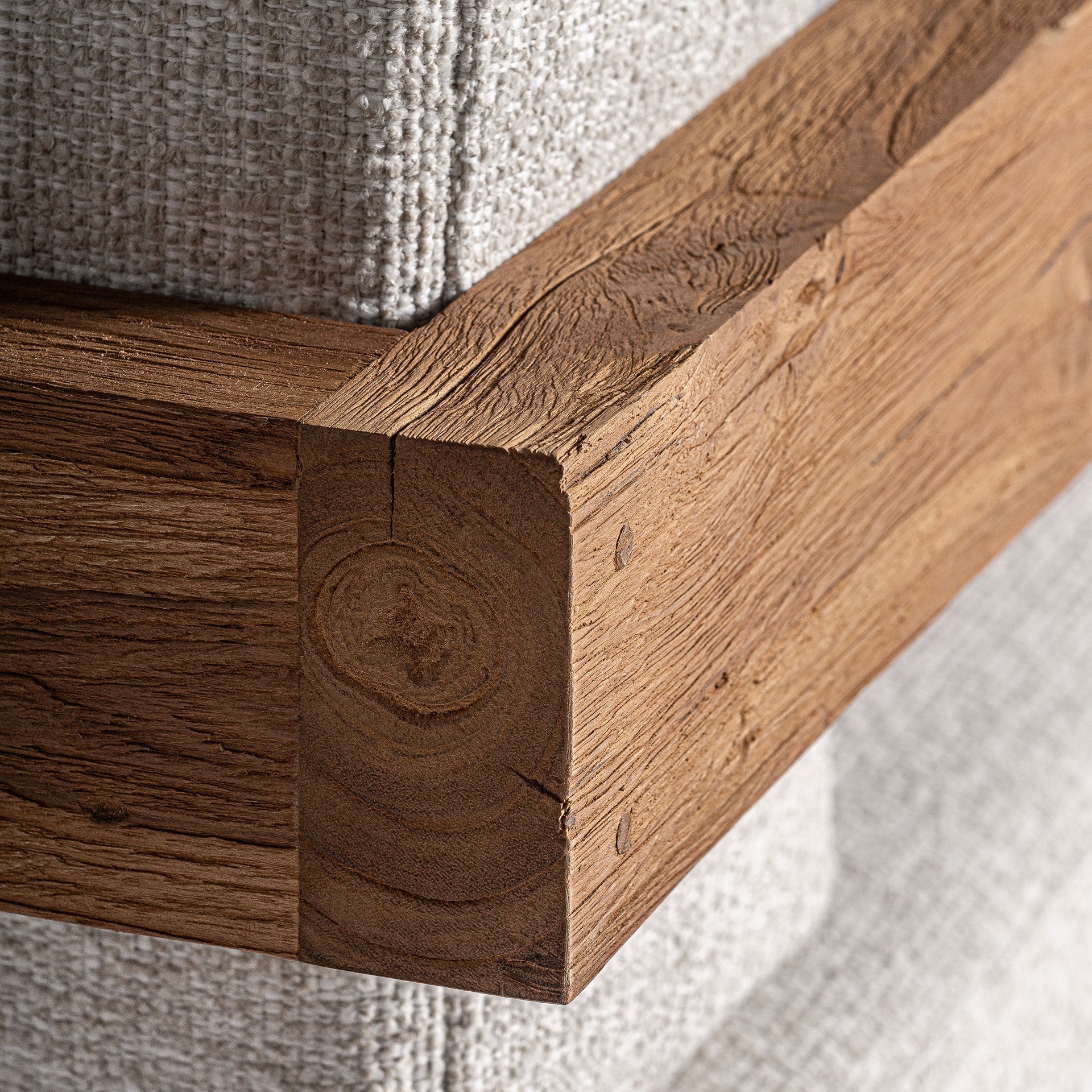 Fauteuil extérieur teck recyclé et tissu beige | VICAL Testa | REMO-HOME, mobilier design et décoration d'intérieur