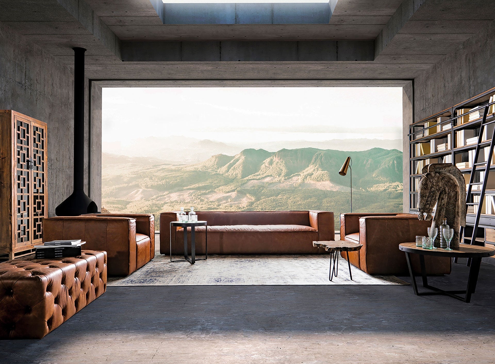 Fauteuil vintage cuir et bois de sapin | VICAL Kurza | REMO-HOME, mobilier design et décoration d'intérieur