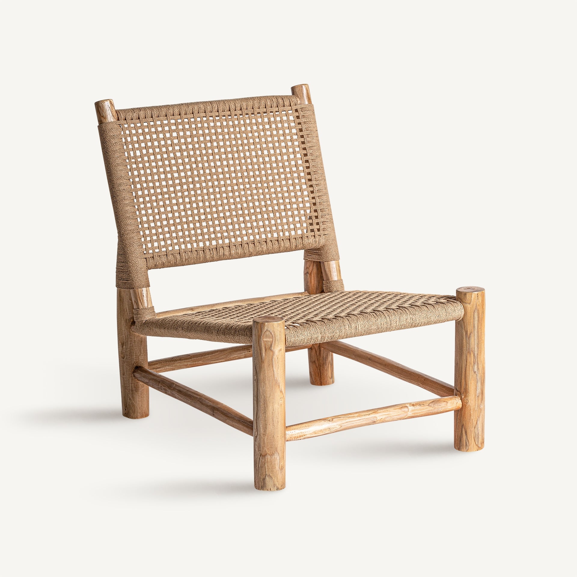 Fauteuil vintage teck et chanvre naturel | VICAL Mouzaki | REMO-HOME, mobilier design et décoration d'intérieur