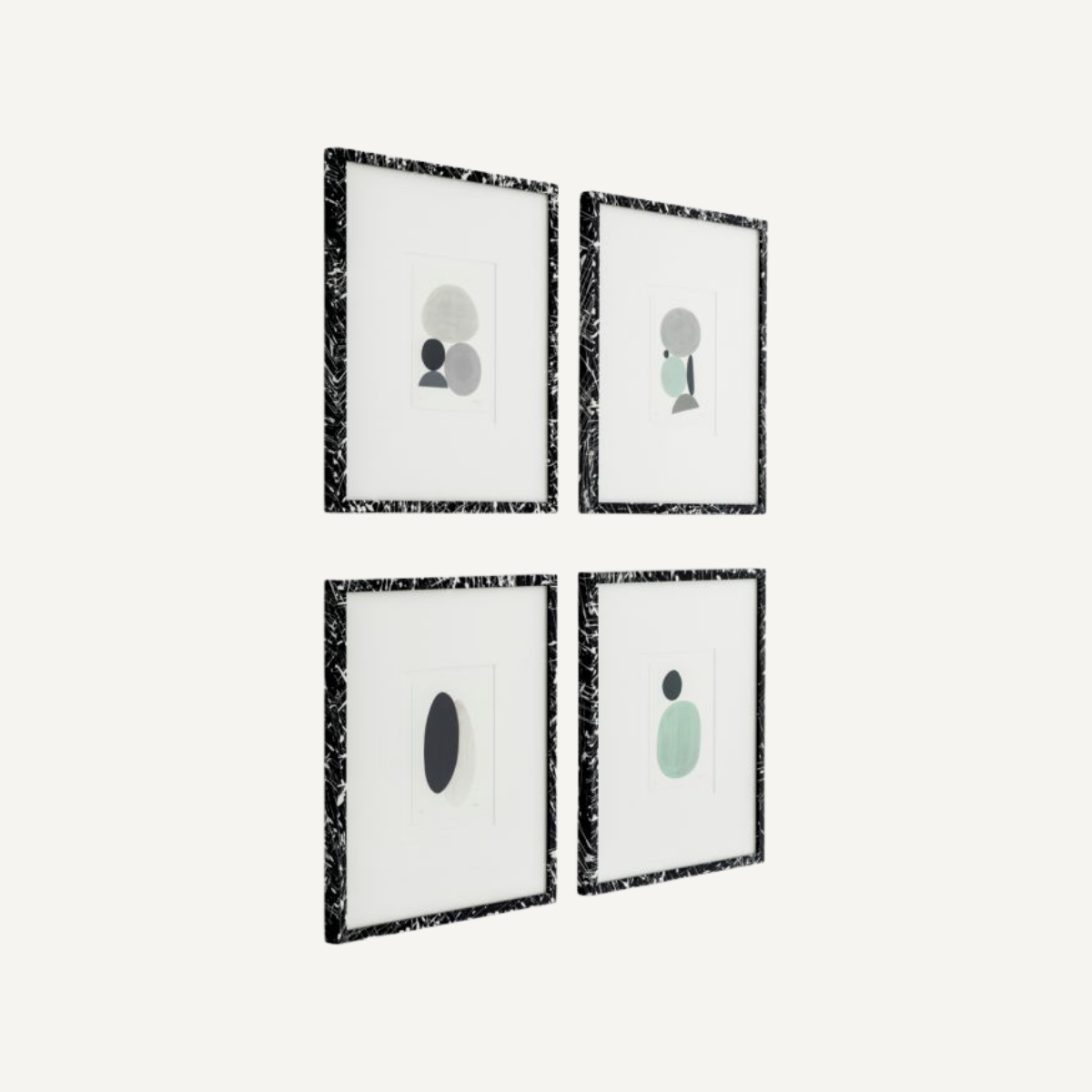Illustrations en bois noir et blanc (lot de 4) | Eichholtz Ravagni | REMO-HOME, mobilier et décoration d'intérieur