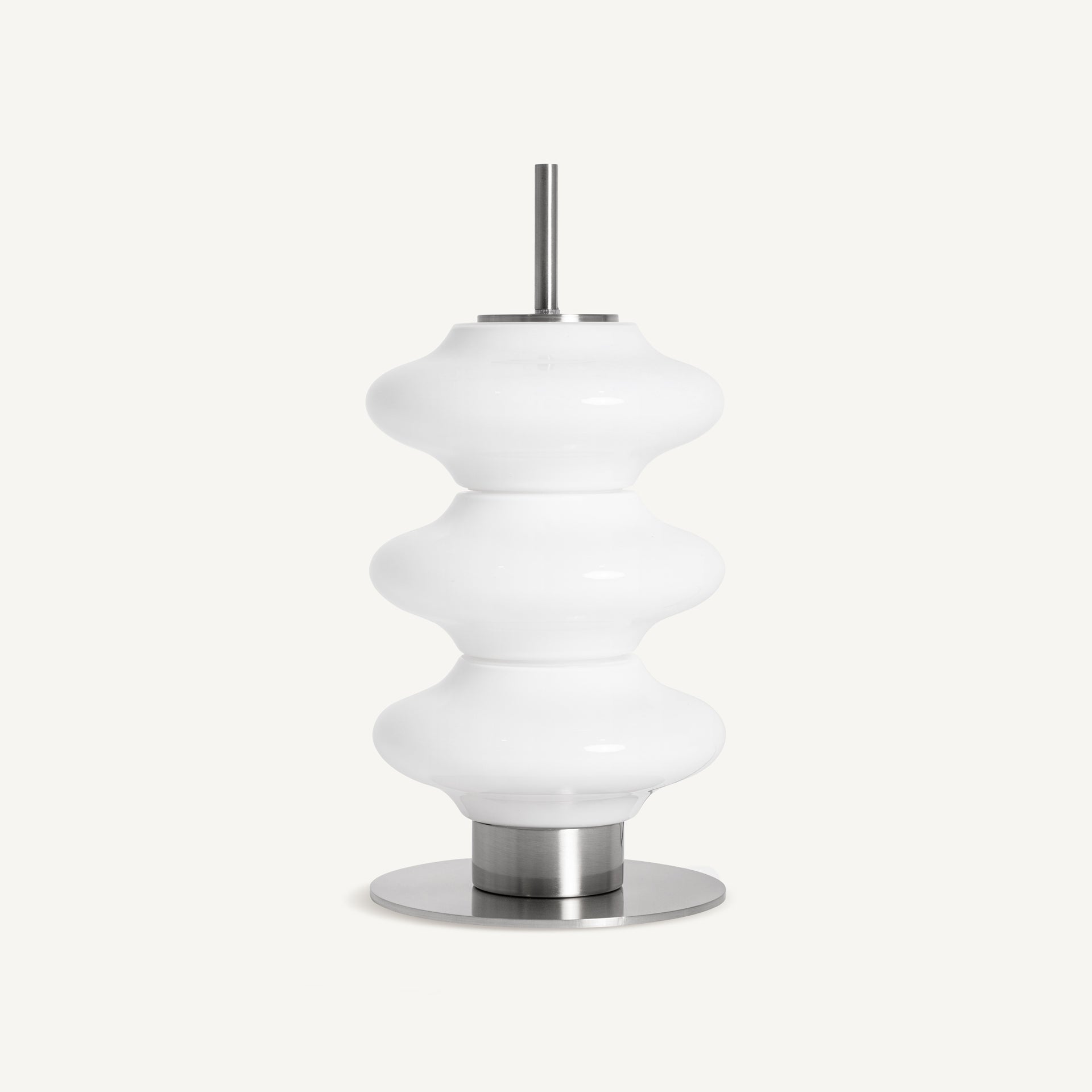 Lampe de salon cylindre verre blanc et métal argenté | VICAL Tiare | REMO-HOME, mobilier design et décoration d'intérieur