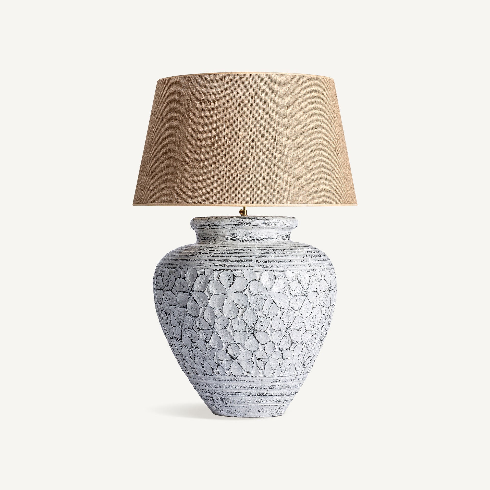 Lampe de salon en terre cuite blanc cassé & jute | VICAL | REMO-HOME, mobilier design et décoration d'intérieur