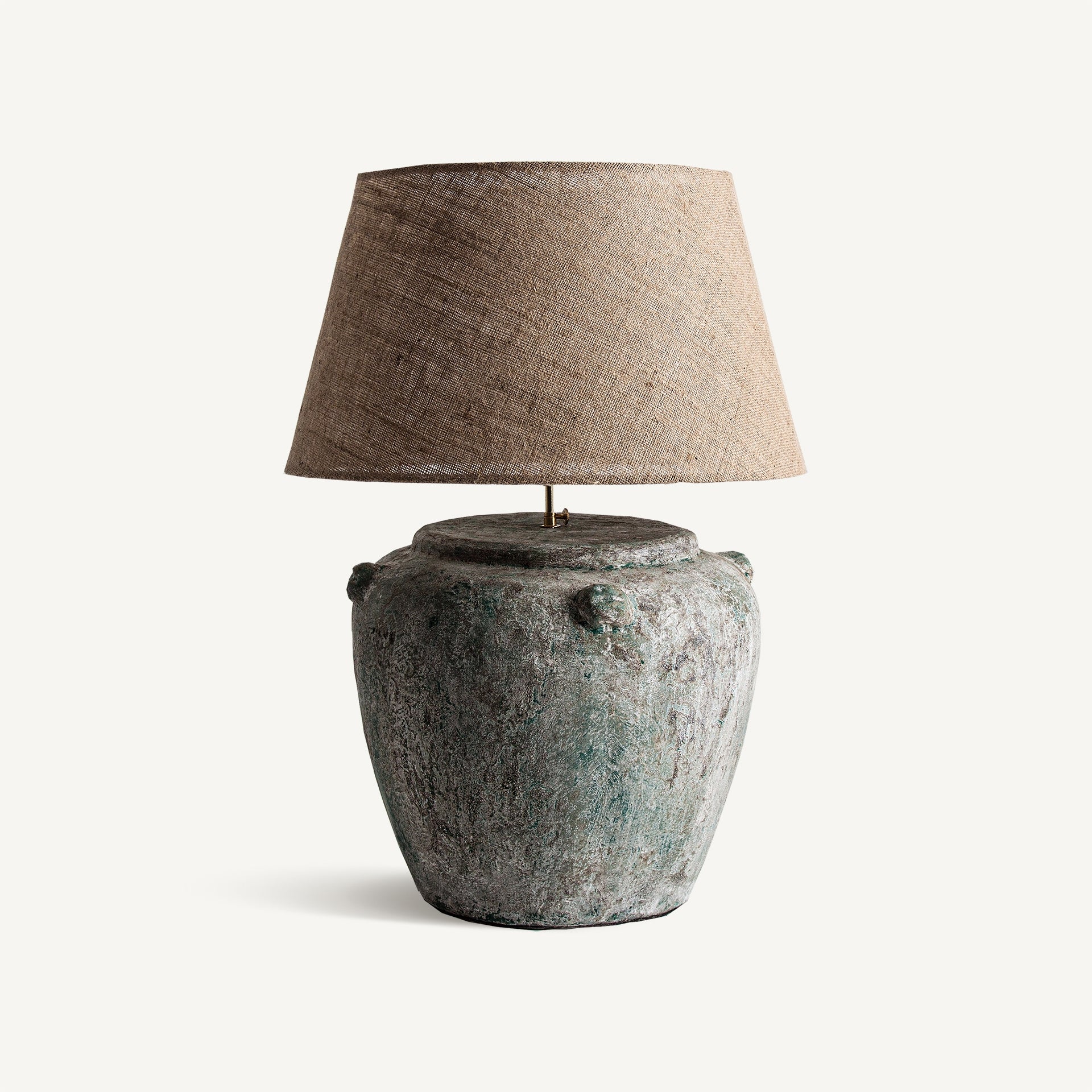 Lampe de salon terre cuite vert vieilli et jute | VICAL Vigdis | REMO-HOME, mobilier design et décoration d'intérieur