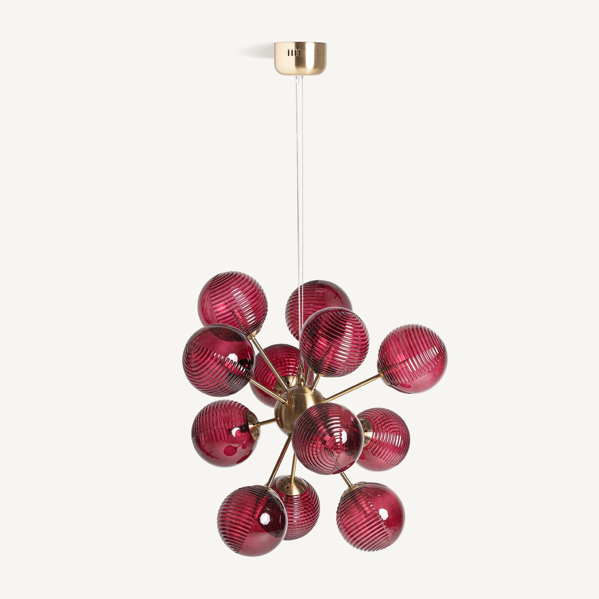 Lustre cristal rouge bordeaux et acier doré | VICAL Rubra | REMO-HOME, mobilier design et décoration d'intérieur