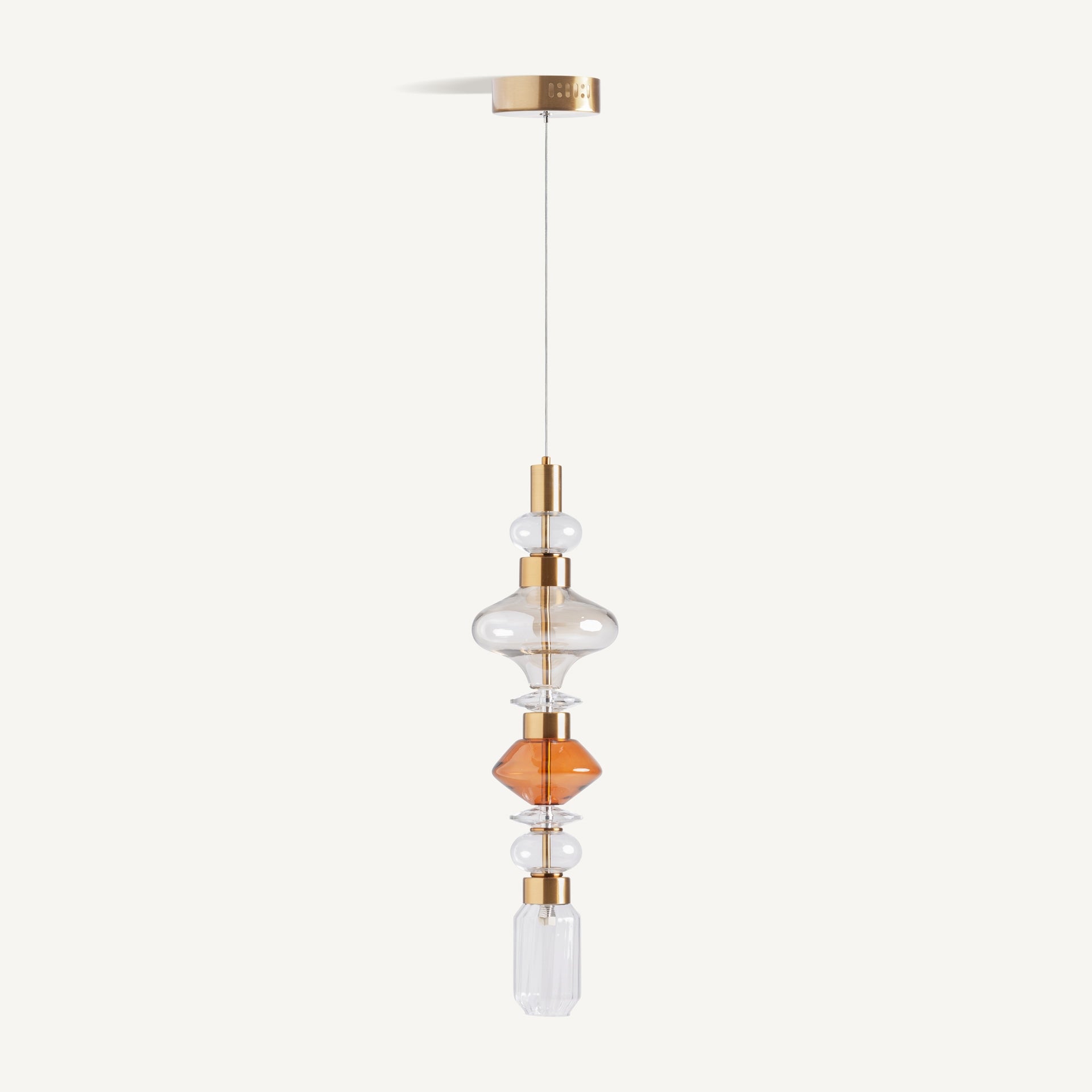 Lustre crystal fumé tons neutres acier cuivre 76cm | VICAL Anna | REMO-HOME, mobilier design et décoration d'intérieur