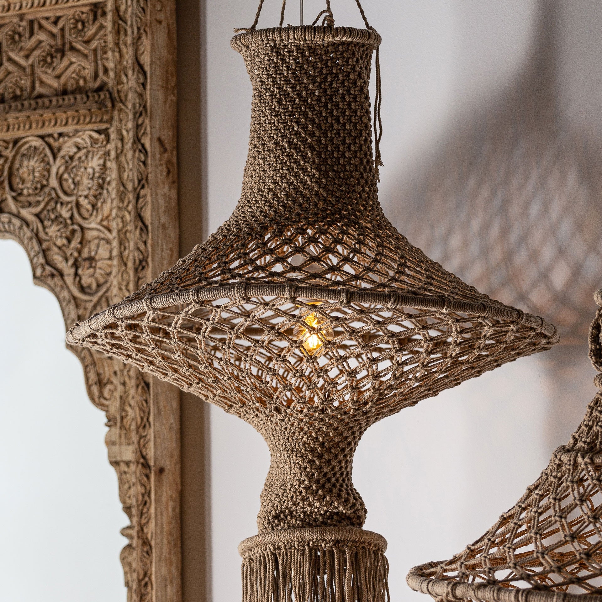 Lustre ethnique en coton marron | VICAL | REMO-HOME, mobilier design et décoration d'intérieur