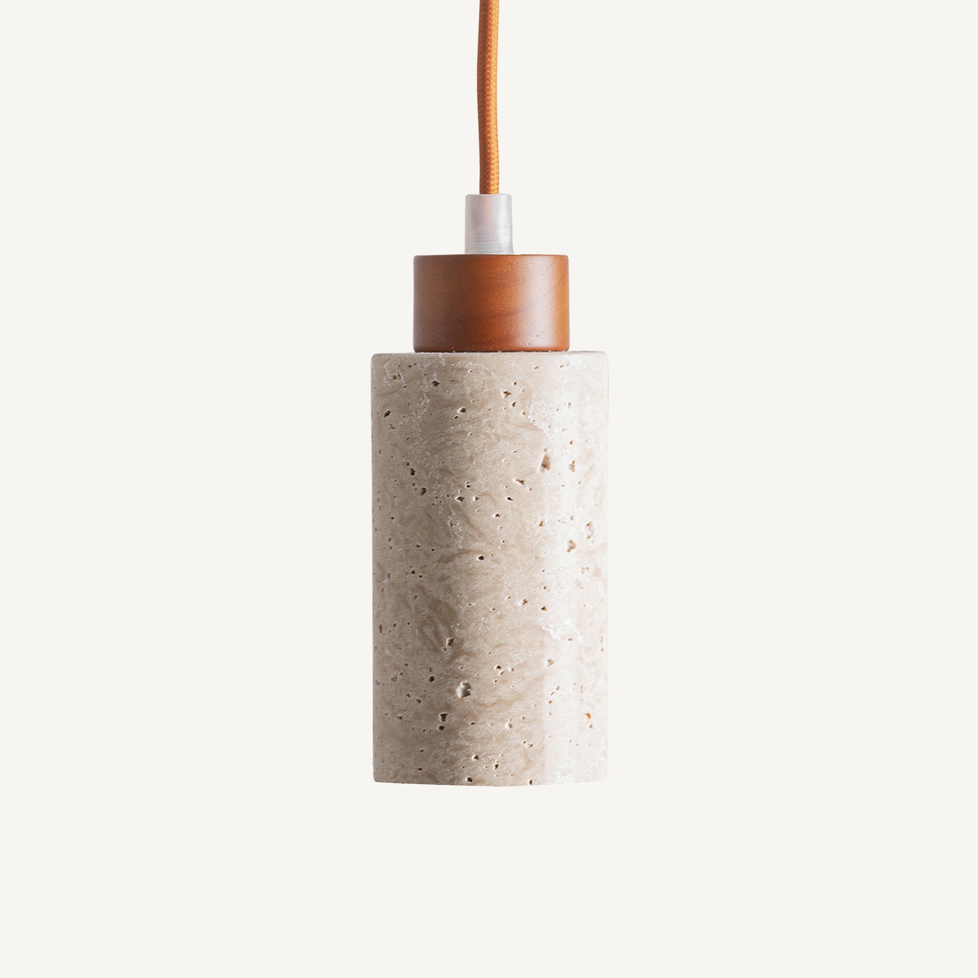 Lustre minimaliste courte travertin beige bois brun | VICAL Kaple | REMO-HOME, mobilier design et décoration d'intérieur