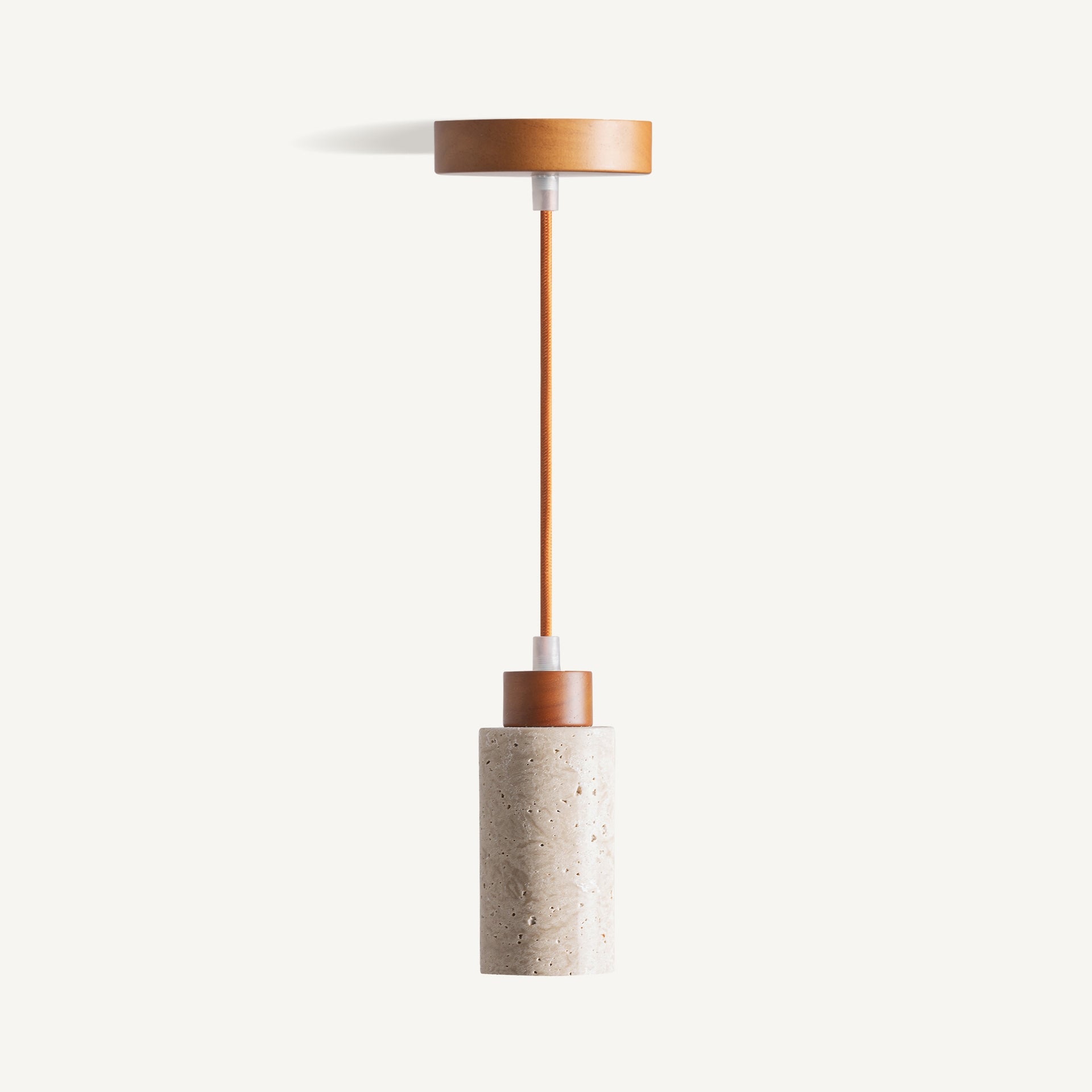 Lustre minimaliste courte travertin beige bois brun | VICAL Kaple | REMO-HOME, mobilier design et décoration d'intérieur