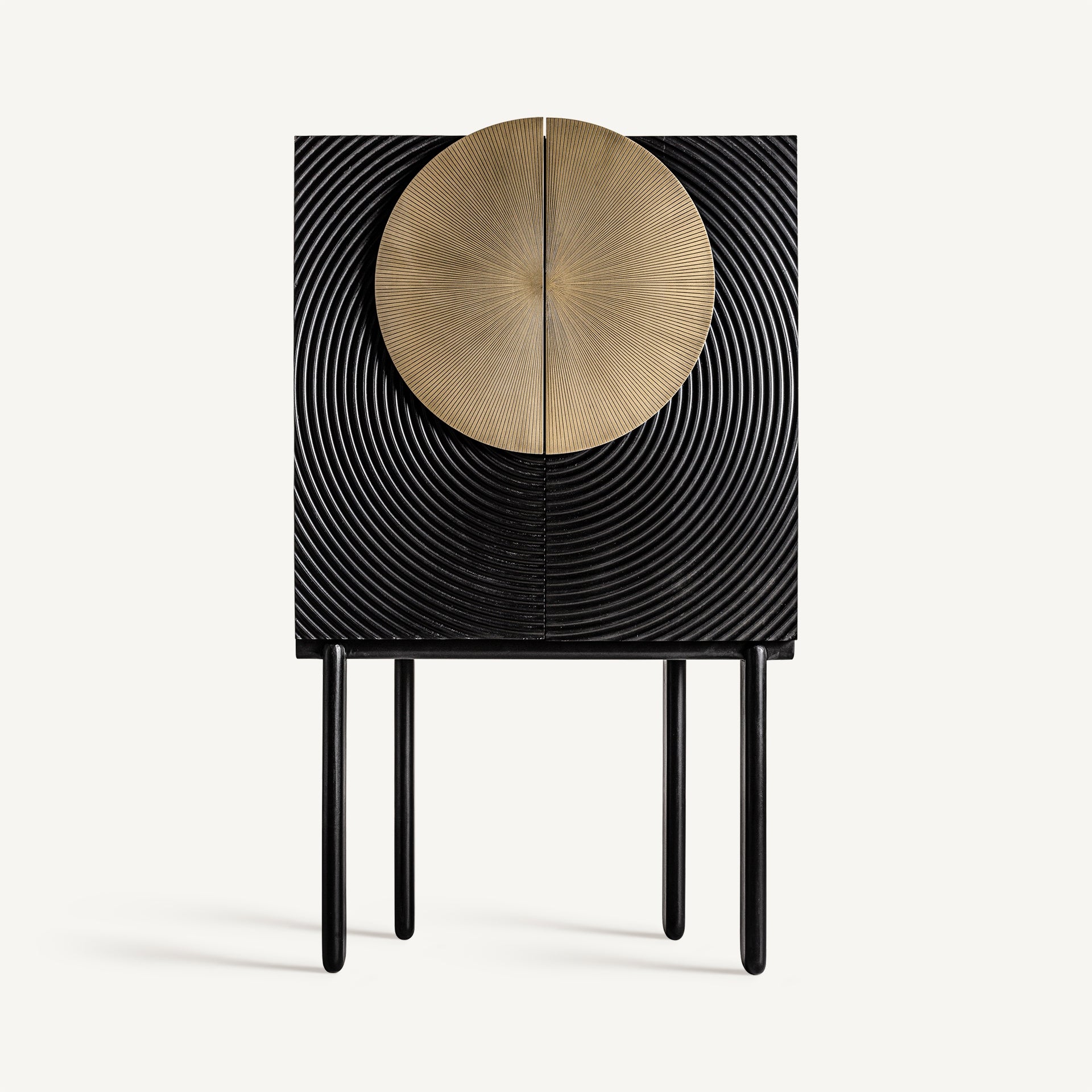 Meuble bar Art Déco en bois de manguier noir | VICAL Dobeln | REMO-HOME