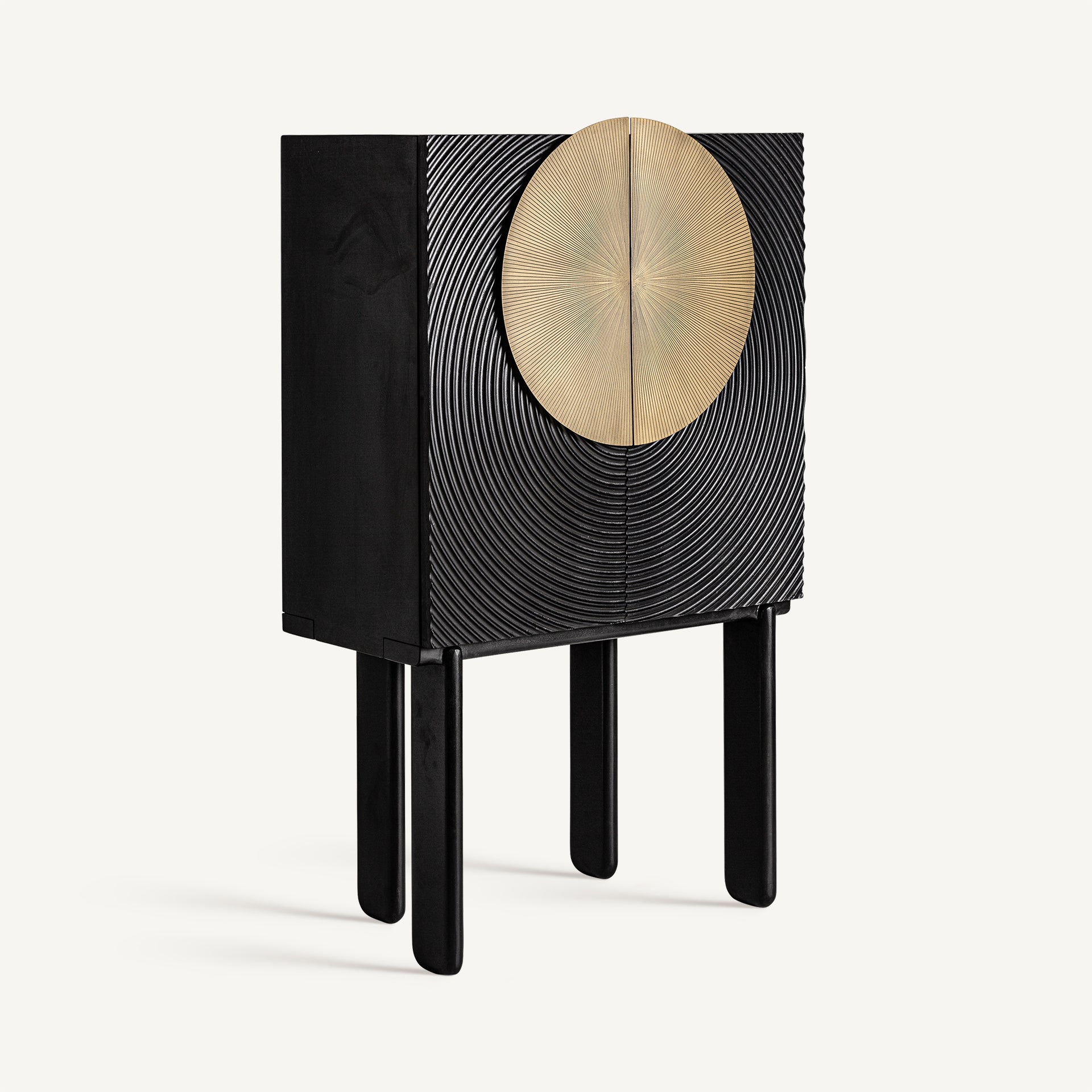 Meuble bar Art Déco en bois de manguier noir | VICAL Dobeln | REMO-HOME