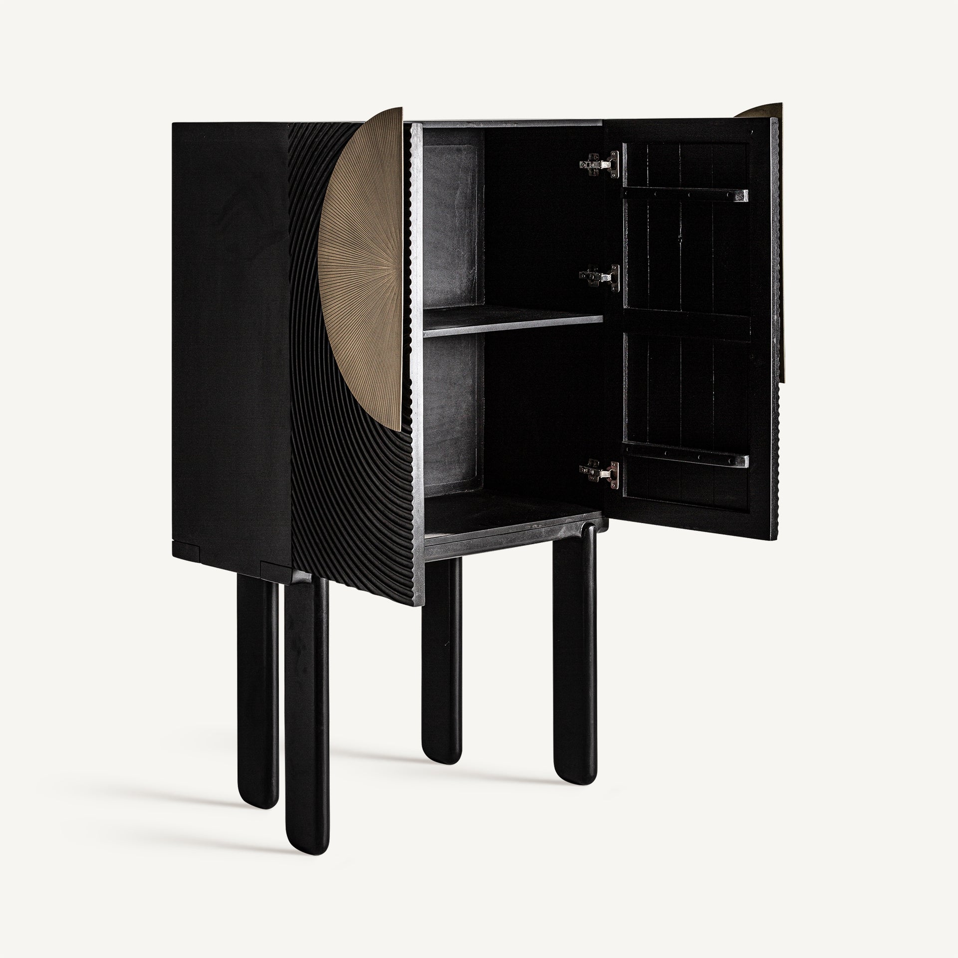 Meuble bar Art Deco en bois de manguier noir | VICAL Dobeln | REMO-HOME