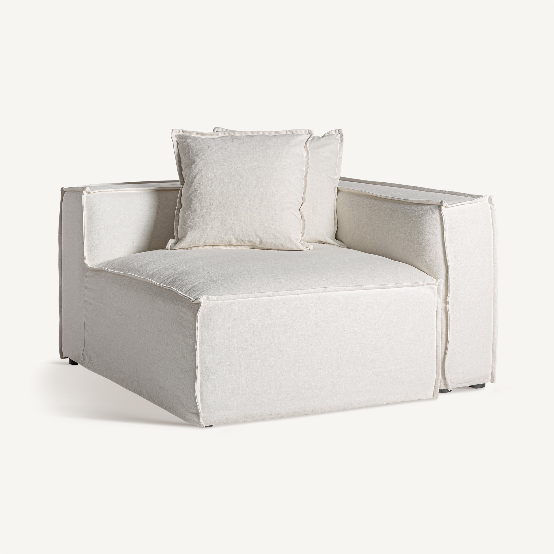 Module canapé d'angle droit lin coton blanc | VICAL Virolle | REMO-HOME, mobilier design et décoration d'intérieur