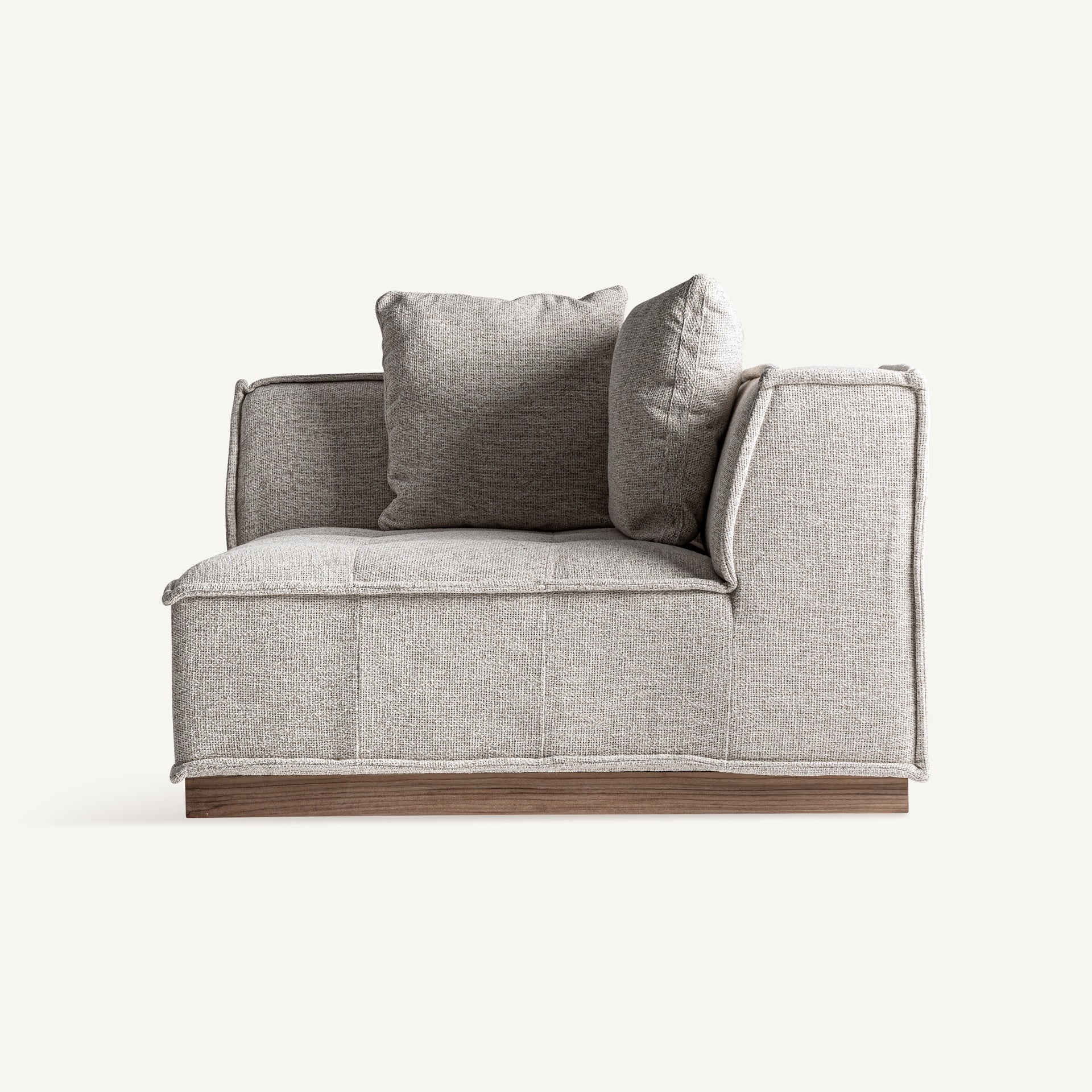 Module d’angle canapé tissu beige aluminium | VICAL Olpe | REMO-HOME, mobilier design et décoration d'intérieur