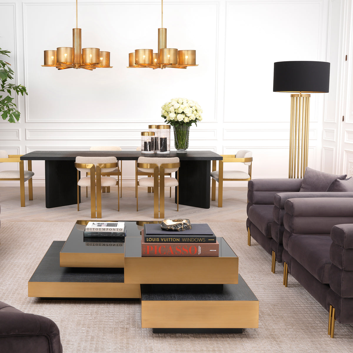 Lampadaire design en finition laiton antique | Eichholtz Condo
