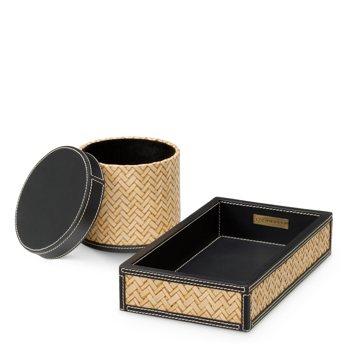 Accessoire décoratif luxe en noir leather | Eichholtz set Taos