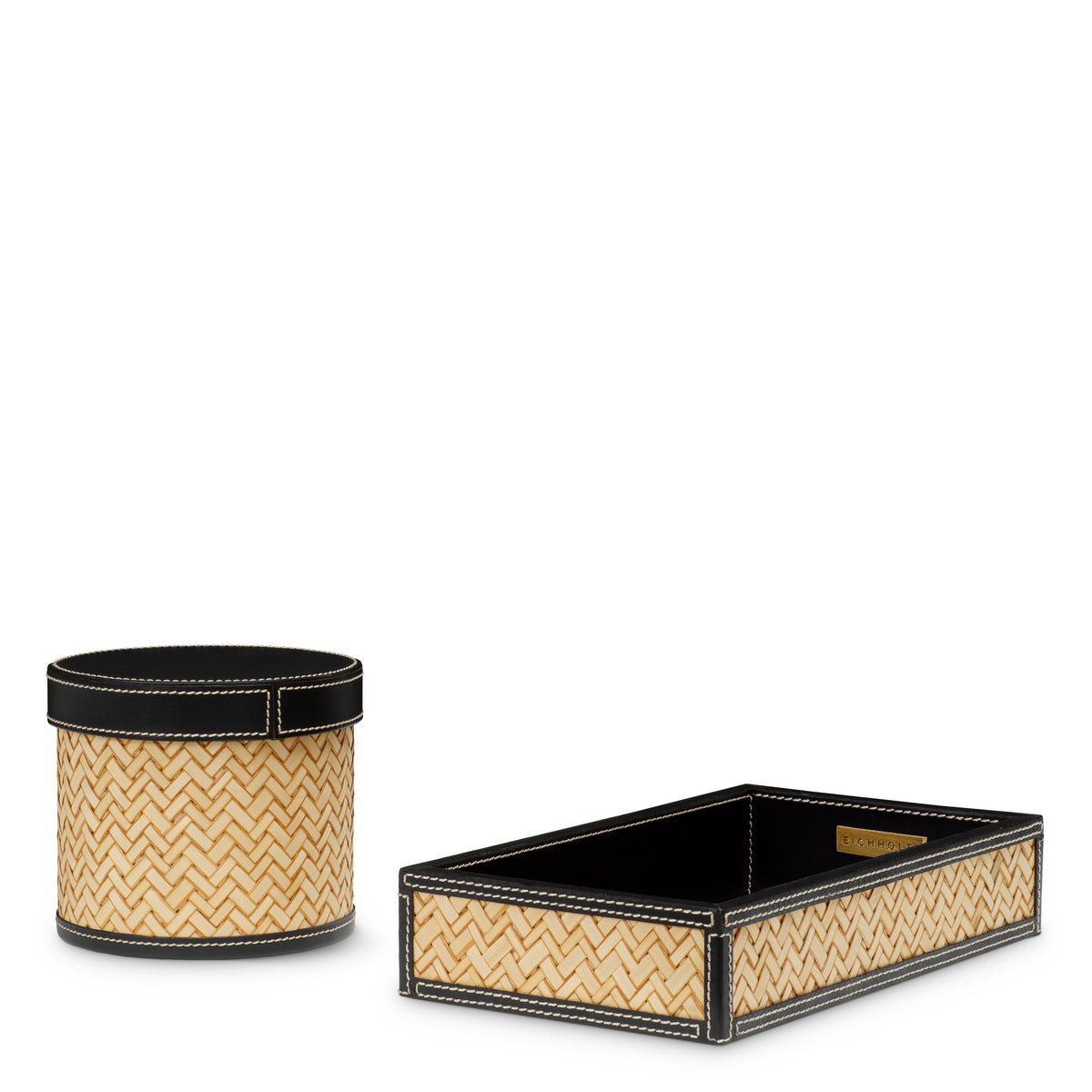 Accessoire décoratif luxe en noir leather | Eichholtz set Taos