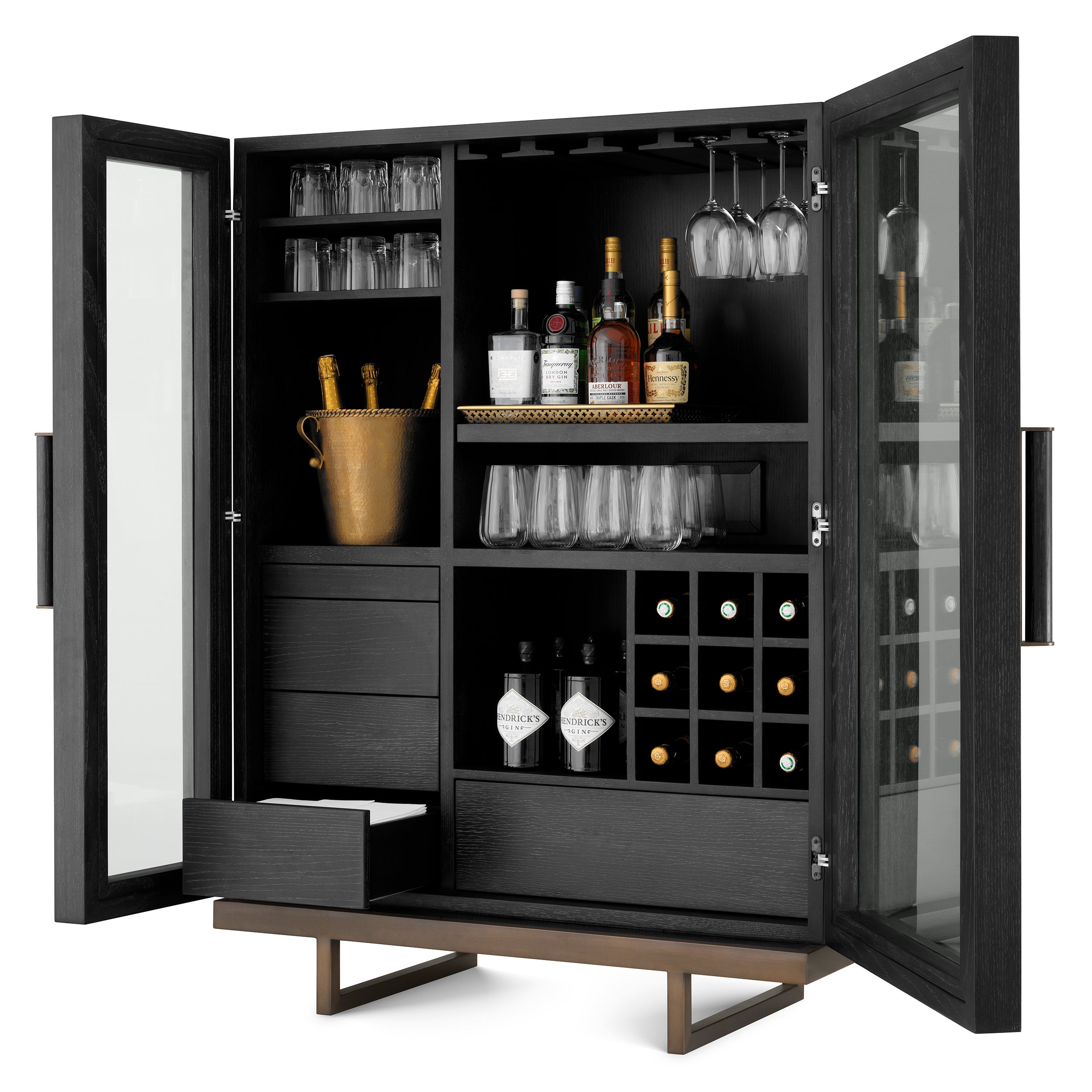 Cave a vin design en anthracite oak veneer | Eichholtz Connaught