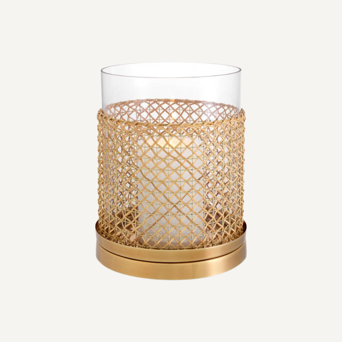 Photophore doré en rotin | Eichholtz Zimmerman L | REMO-HOME, mobilier et décoration d'intérieur