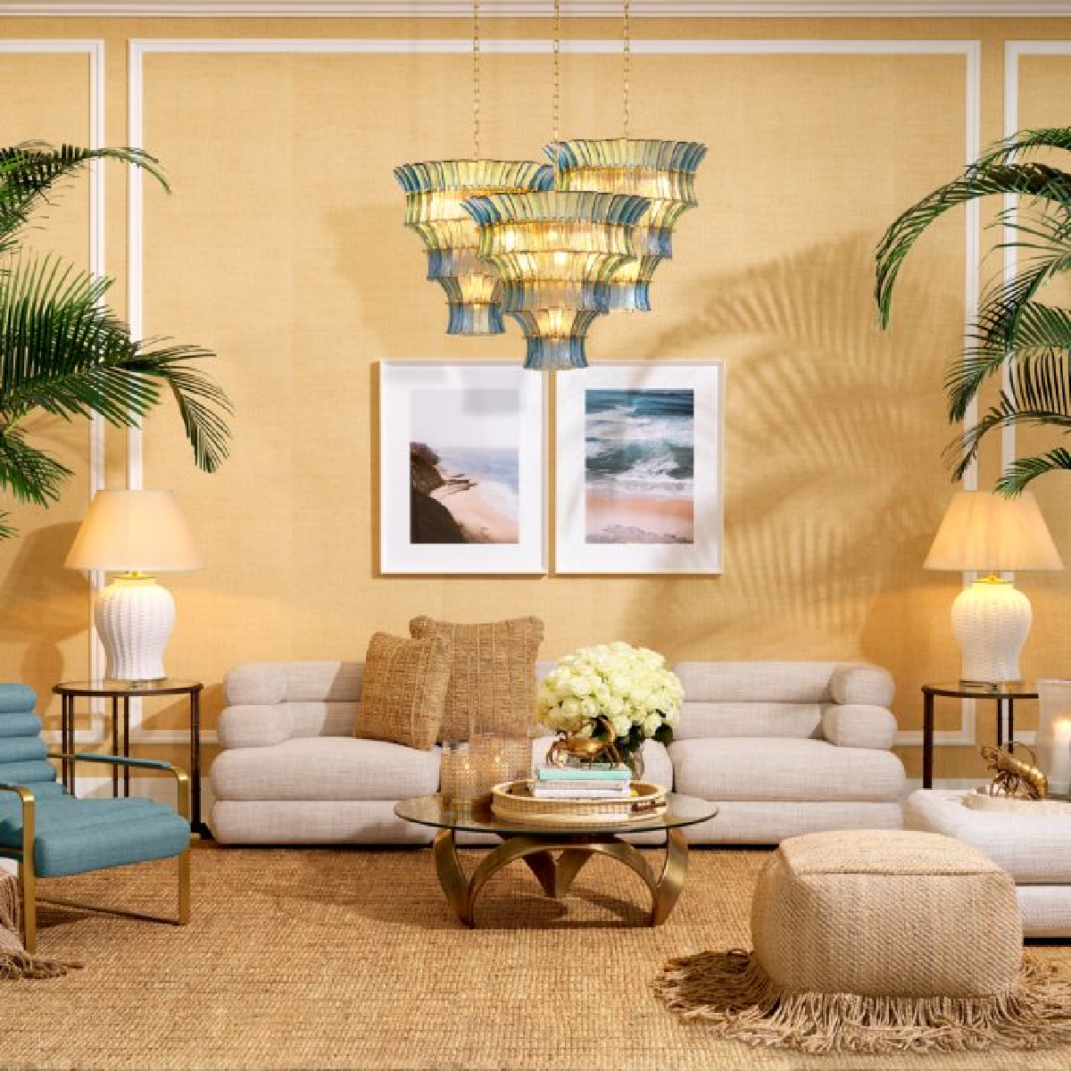 Pouf modulable en tissu sable | Eichholtz Malaga | REMO-HOME, mobilier et décoration d'intérieur