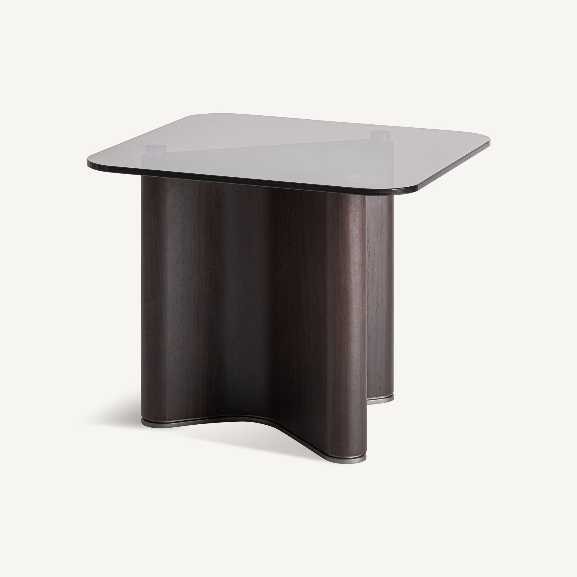Table basse carrée bois frêne noir et verre fumé 50cm | VICAL Bransby | REMO-HOME, mobilier design et décoration d'intérieur