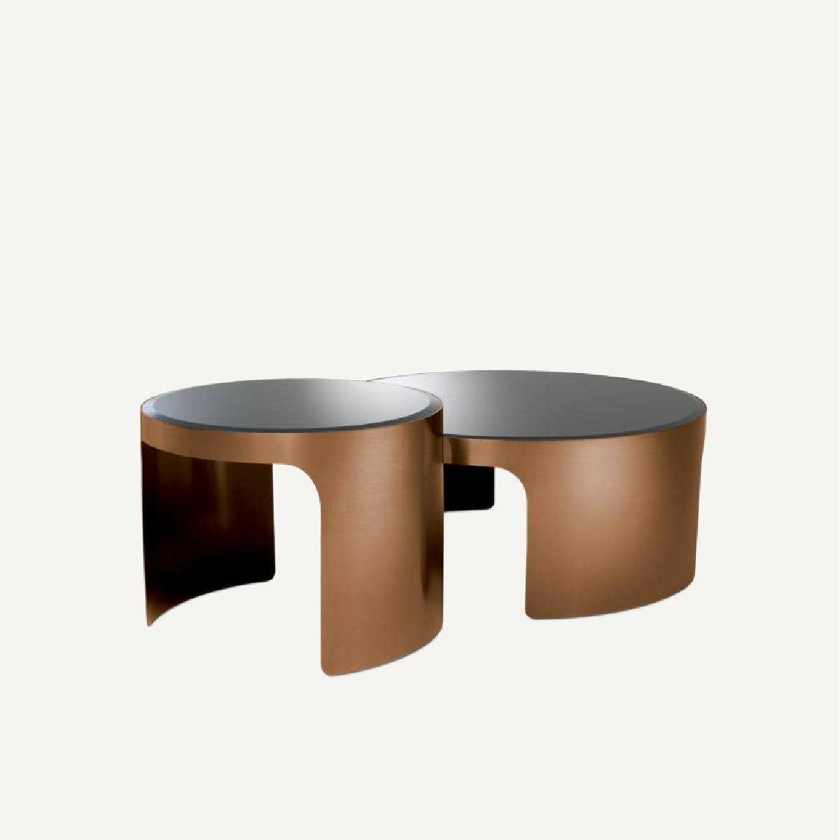 Table basse cuivrée en verre noir (lot de 2) | Eichholtz Piemonte | REMO-HOME, mobilier et décoration d'intérieur