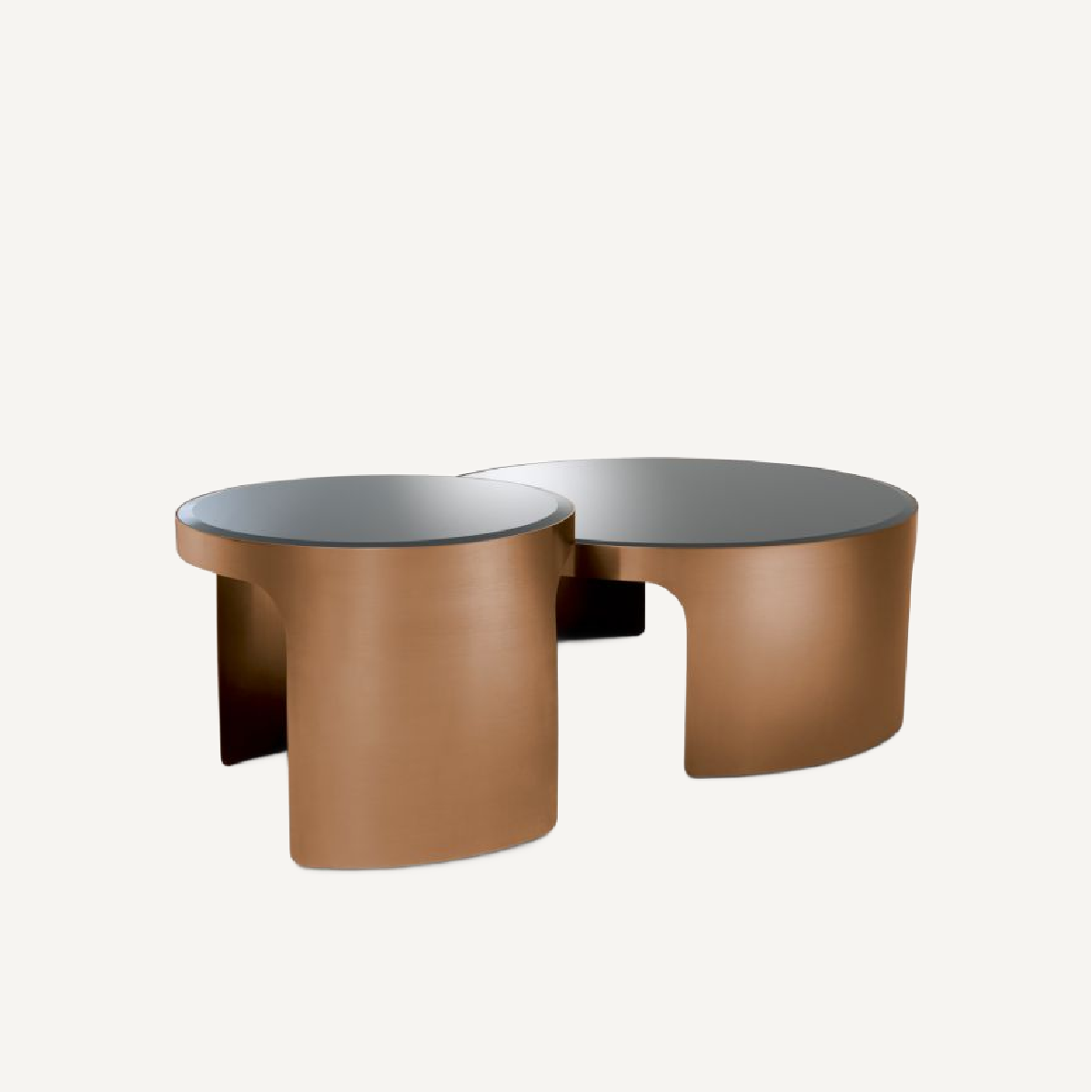 Table basse cuivrée en verre noir (lot de 2) | Eichholtz Piemonte | REMO-HOME, mobilier et décoration d'intérieur