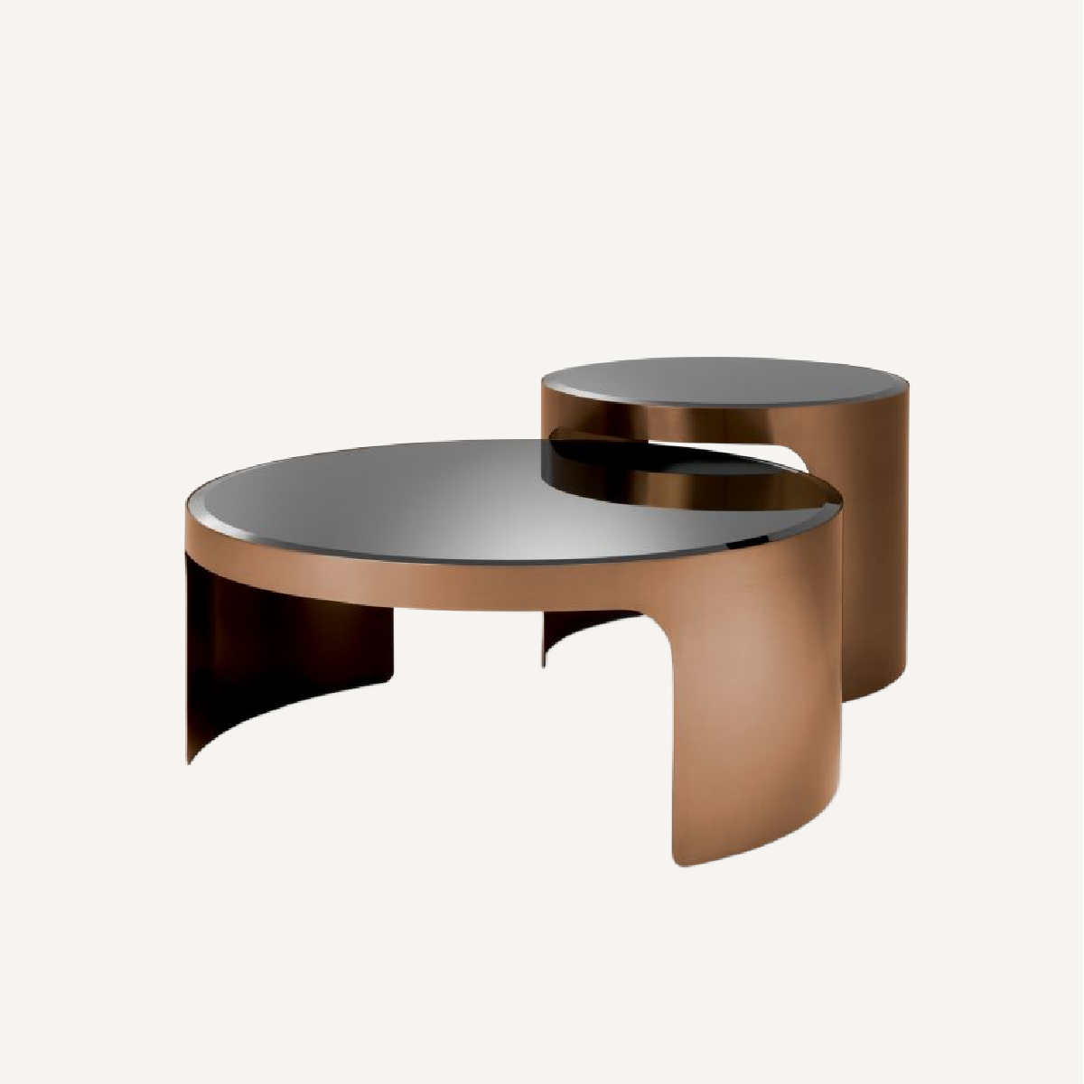 Table basse cuivrée en verre noir (lot de 2) | Eichholtz Piemonte | REMO-HOME, mobilier et décoration d'intérieur