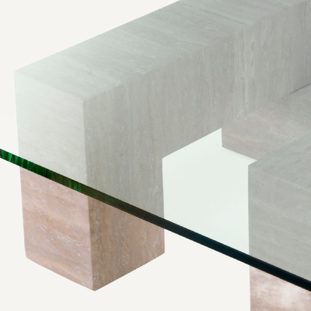 Table basse en travertin et verre transparent | Eichholtz Ikal | REMO-HOME, mobilier et décoration d'intérieur