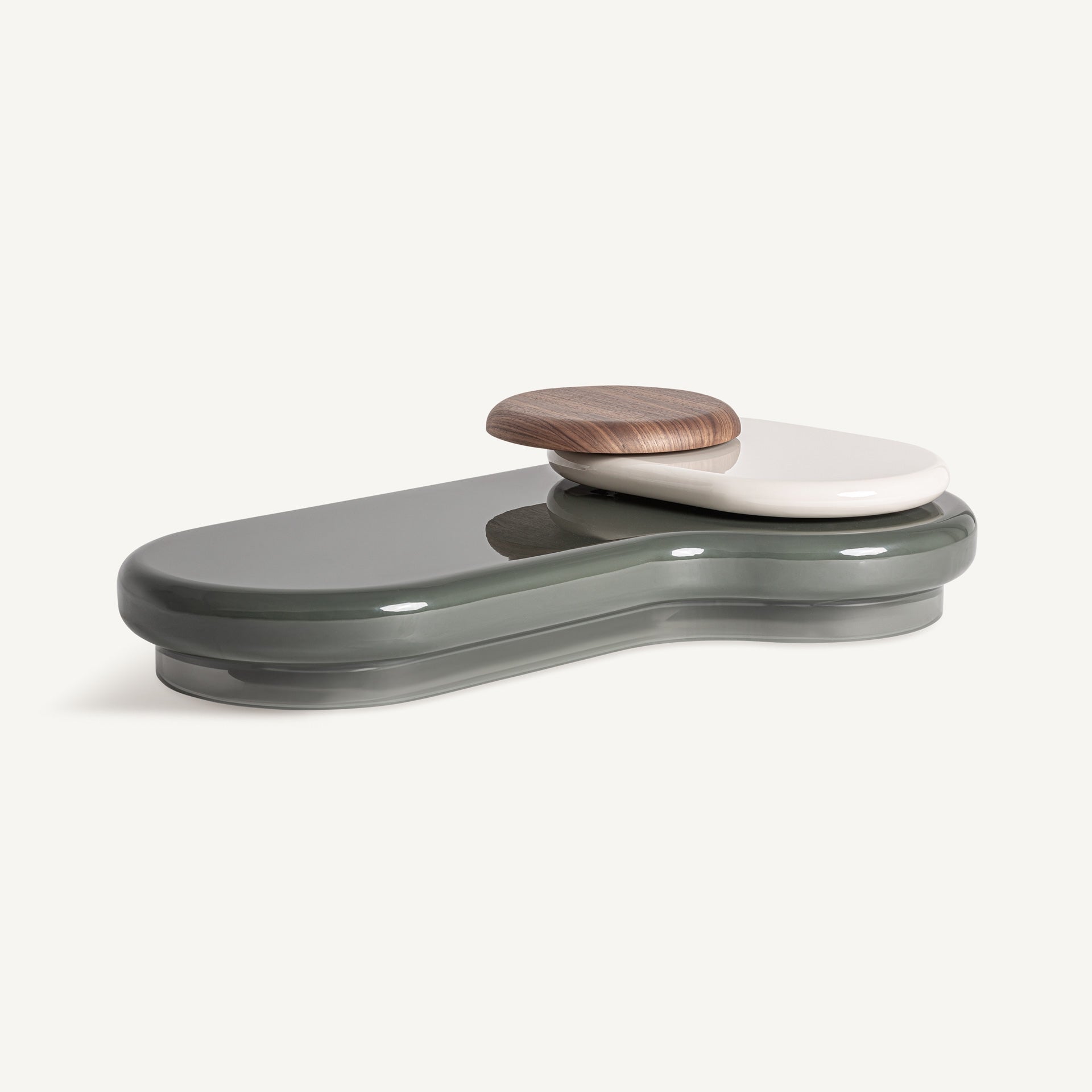 Table basse placage noyer et laque verte | VICAL Proaza | REMO-HOME, mobilier design et décoration d'intérieur