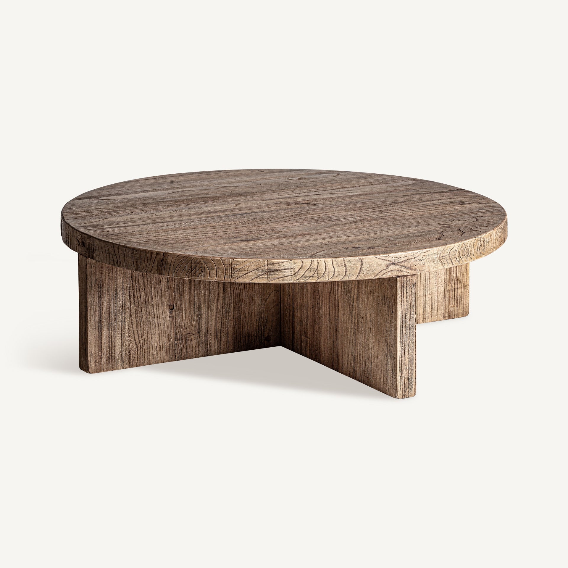 Table basse ronde en bois d'orme brun | VICAL Norvik | REMO-HOME, mobilier design et décoration d'intérieur