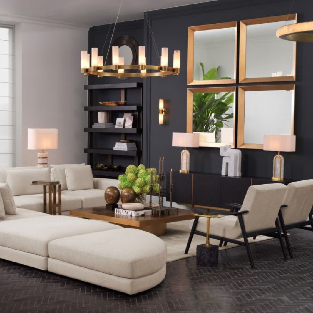 Table d'appoint dorée en granit noir | Eichholtz Kayan S | REMO-HOME, mobilier et décoration d'intérieur