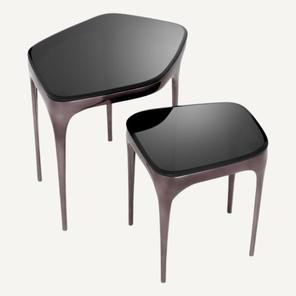 Table d'appoint dorée en verre fumé (lot de 2) | Eichholtz Deacon | REMO-HOME, mobilier et décoration d'intérieur