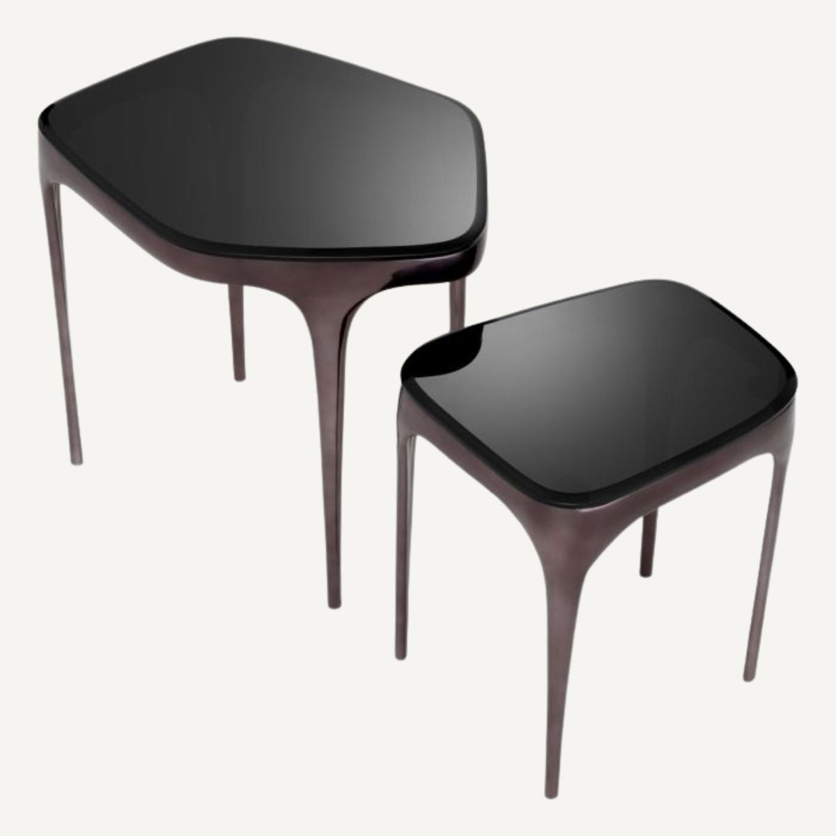 Table d'appoint dorée en verre fumé (lot de 2) | Eichholtz Deacon | REMO-HOME, mobilier et décoration d'intérieur