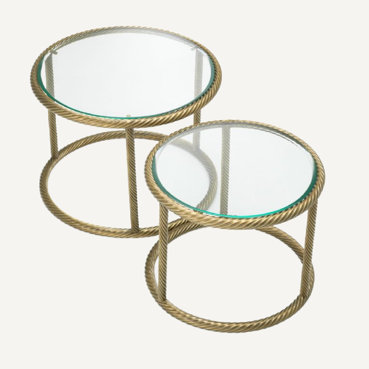 Table d'appoint dorée en verre transparent (lot de 2) | Eichholtz Addison | REMO-HOME, mobilier et décoration d'intérieur