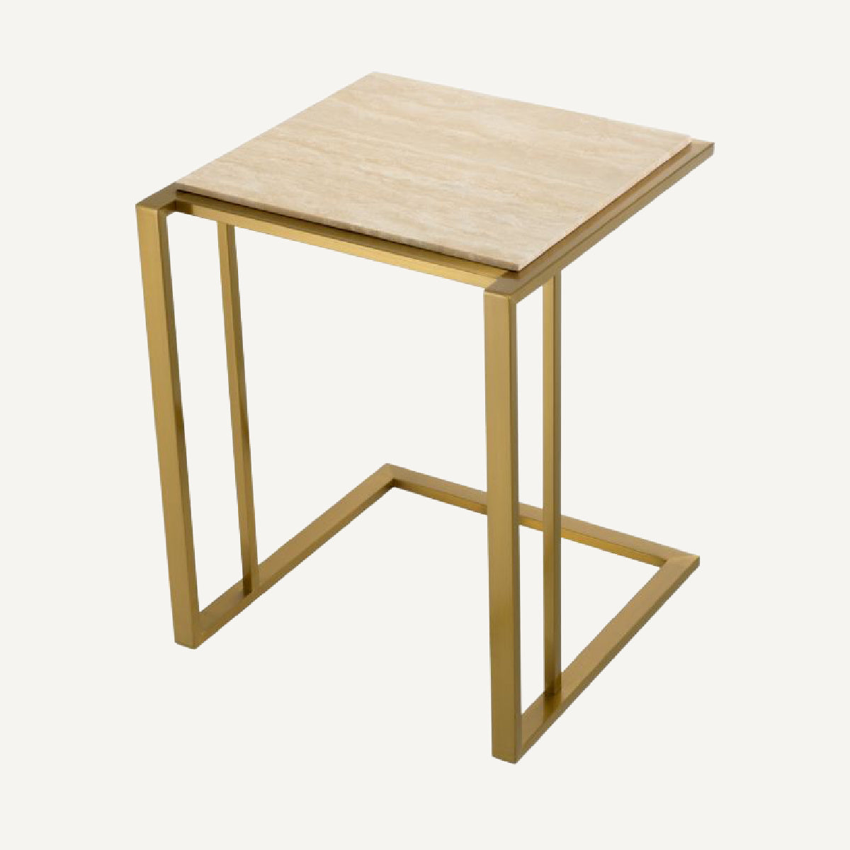 Table d'appoint en laiton brossé et travertin | Eichholtz Cocktail | REMO-HOME, mobilier et décoration d'intérieur