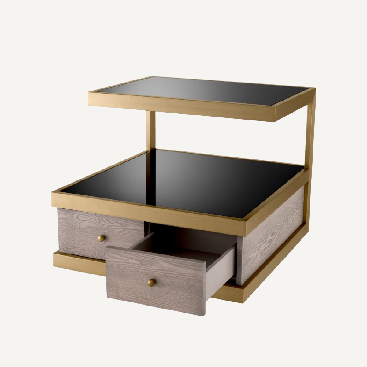 Table de chevet en chêne et verre noir | Eichholtz Kuboa | REMO-HOME, mobilier et décoration d'intérieur