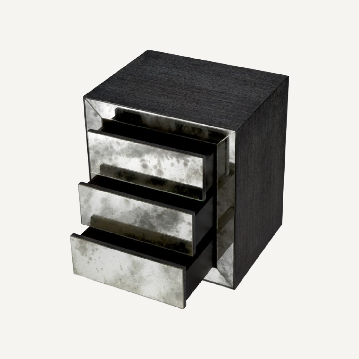 Table de chevet en chêne gris anthracite et verre miroir | Eichholtz Bogart | REMO-HOME, mobilier et décoration d'intérieur