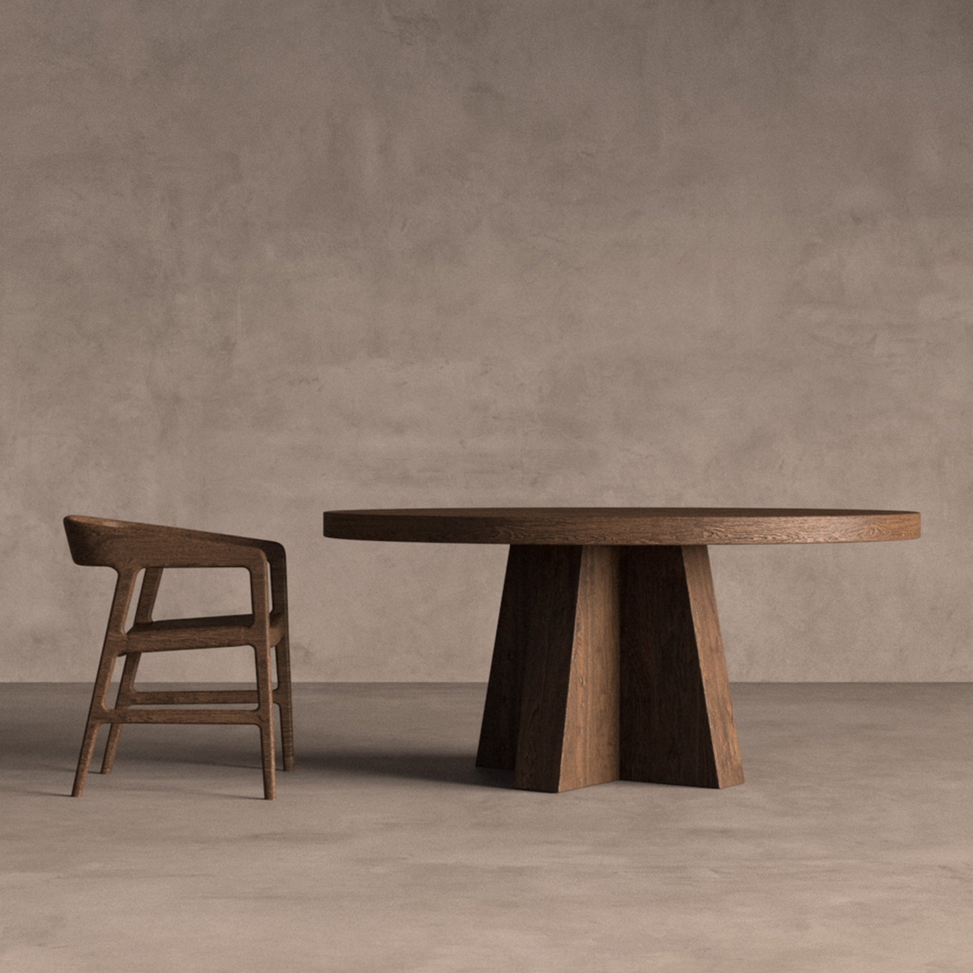 Table de salon ronde massive en bois | VICAL Brutaliste | REMO-HOME, mobilier design et décoration d'intérieur